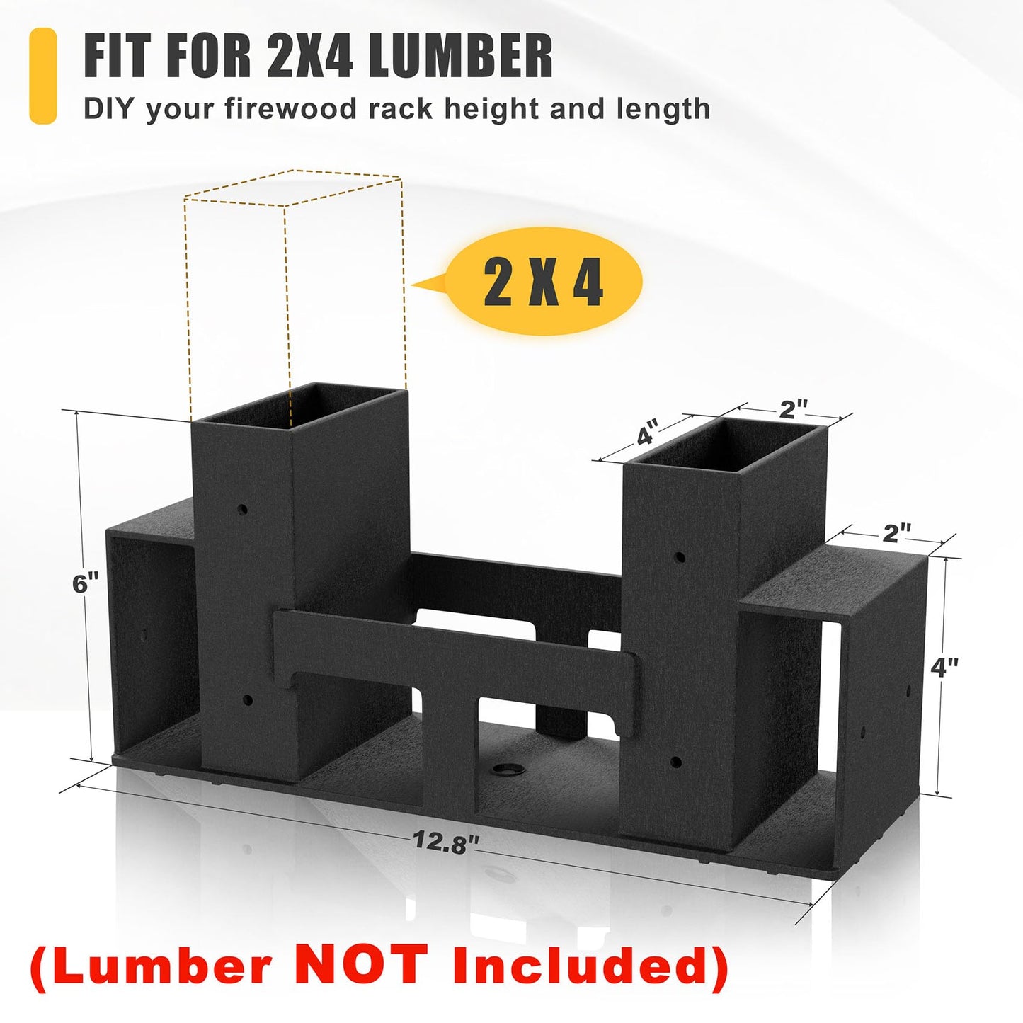 Jusgym Firewood Rack Outdoor Indoor, Heavy-Duty Plastic Firewood Rack Brackets Kit with 4 Support Bars, 3.5mm Thick Adjustable Fire Wood Storage Racks with Drainage Holes, Set of 2
