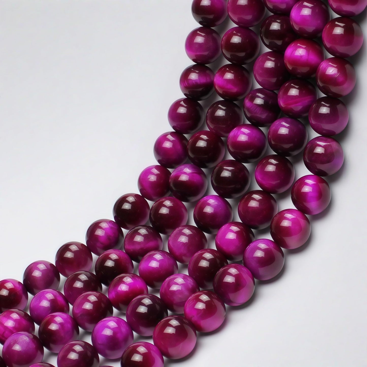 MJDCB Stone Beads 8mm 43pcs Round Rose Red Tiger's Eye Loose Gemstone Bead Charms for Jewelry Making Bracelet Necklace Earring Pendant