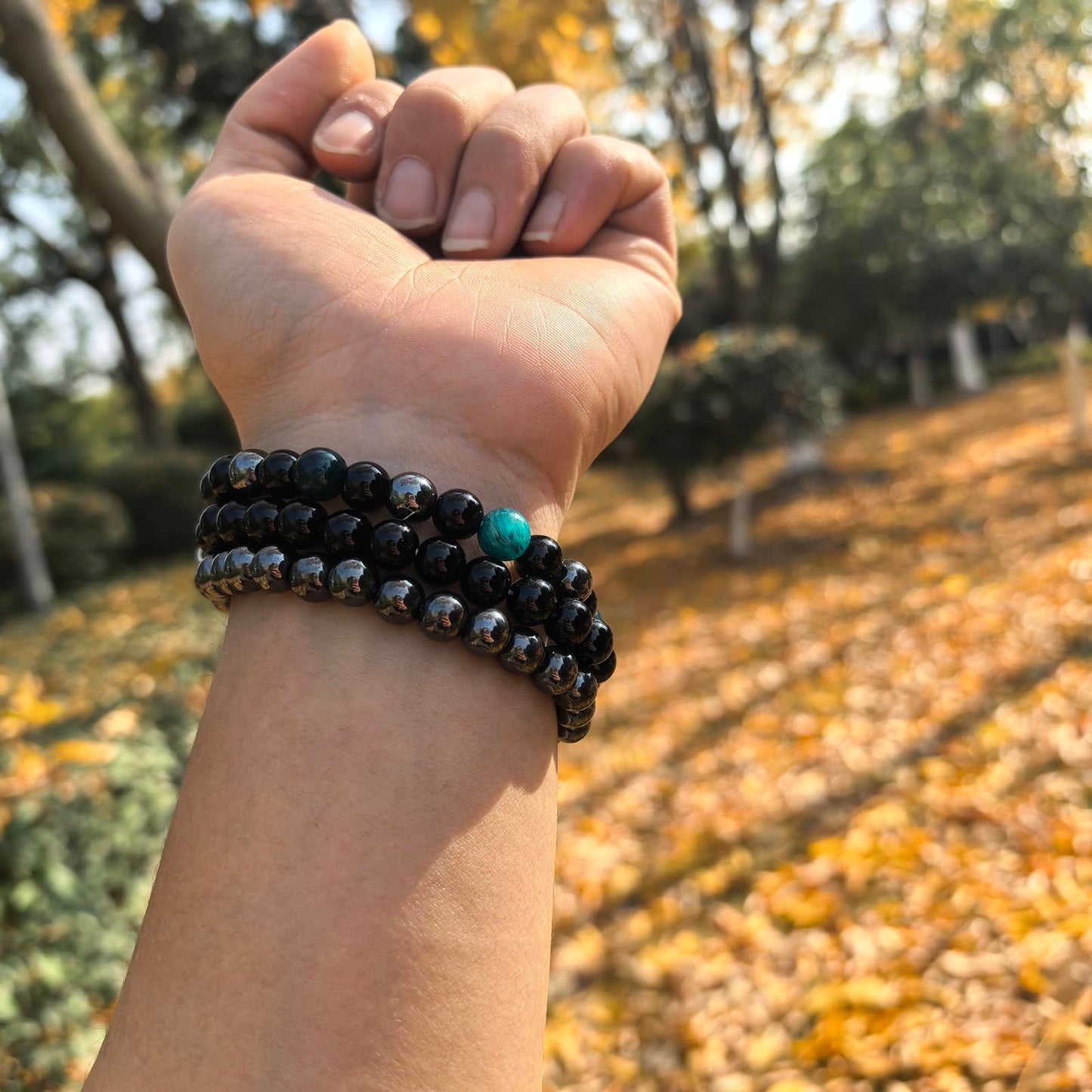 Crgwxzl Healing Crystal Bracelets for Women 8mm Natural Stone Beaded Stretch Bracelet Blue Tiger Eye Black Obsidian Hematite Spiritual Gemstone Lucky Jewelry Gifts