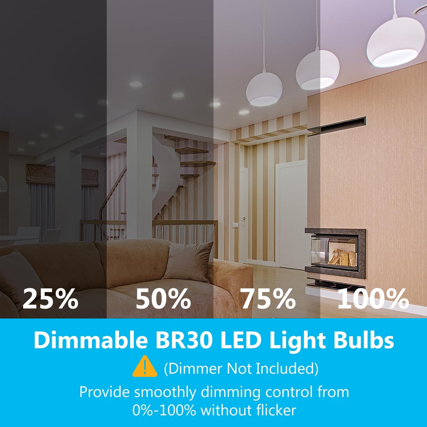 DAYBETTER BR30 LED Light Bulbs Indoor Flood Light, 6Pack 5000K Daylight White LED Bulb 65W Equivalent, Dimmable, E26 Base, 800LM, Recessed Can Bulb for Living Room Bedroom Dining Room Bathroom