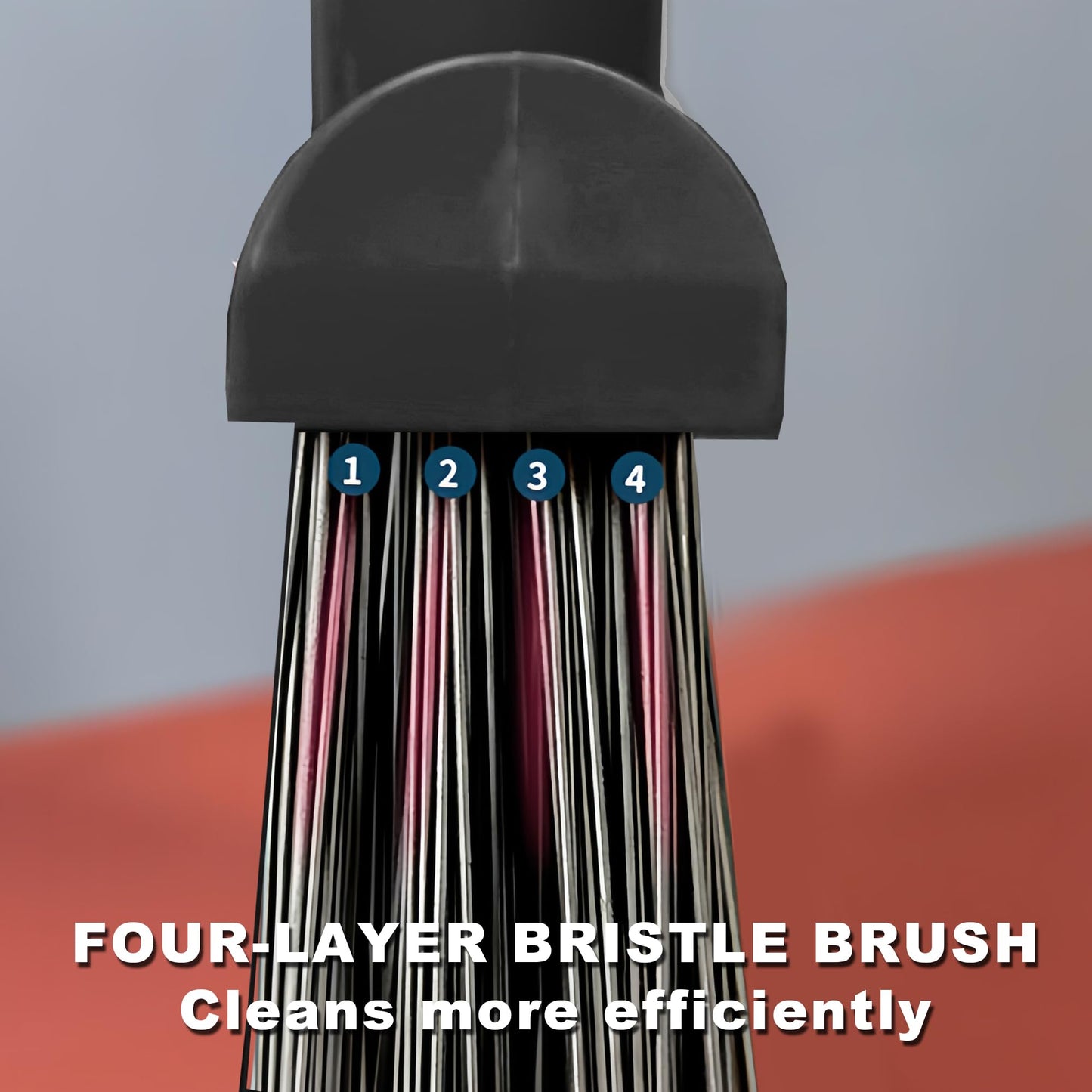 BSMstone Large Angle Brooms Indoor Outdoor Broom with Long Handle Stiff Bristle Sweeper for Kitchen Garage Deck Courtyard Lobby Patio Lawn Leaves (Black)