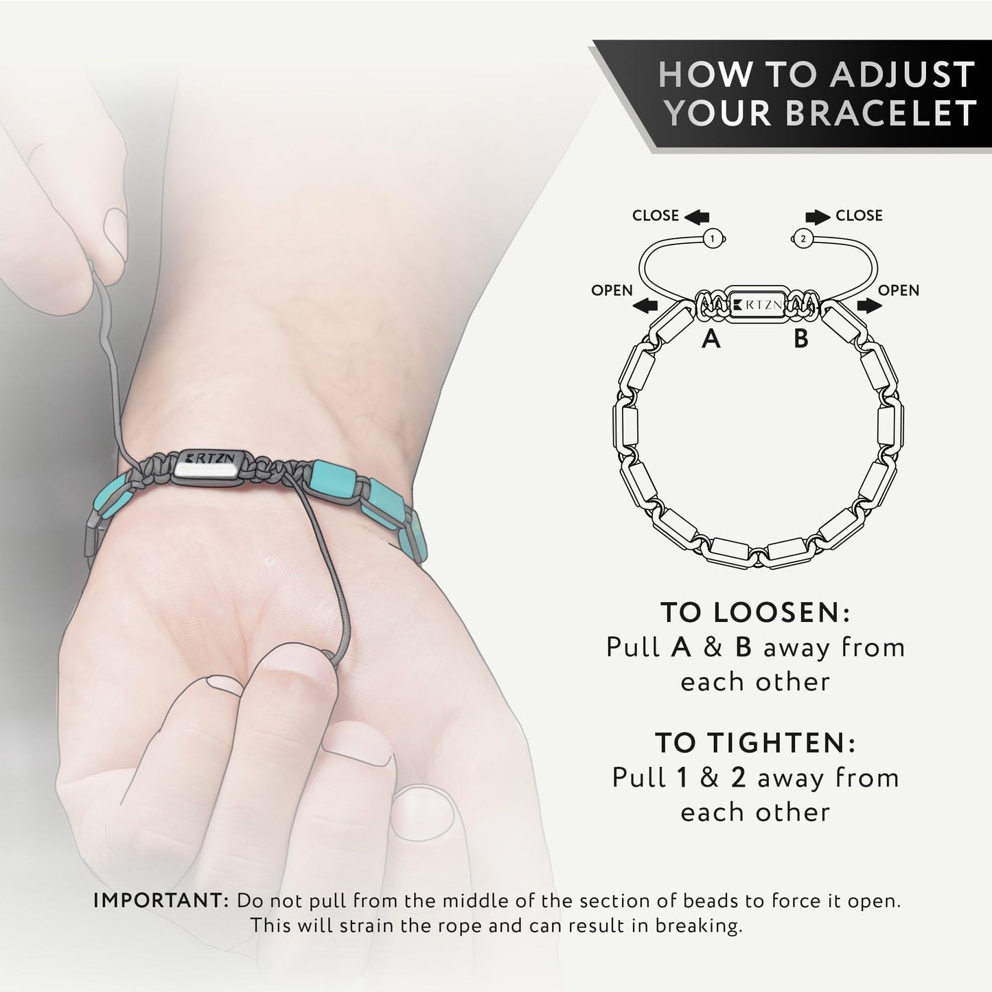 RTZN® Mens Turquoise Bracelet – Premium Handcrafted Western Turquoise Bracelets for Men And Women – 8MM Flat Bead Adjustable Turquoise Beaded Bracelet (Havana)