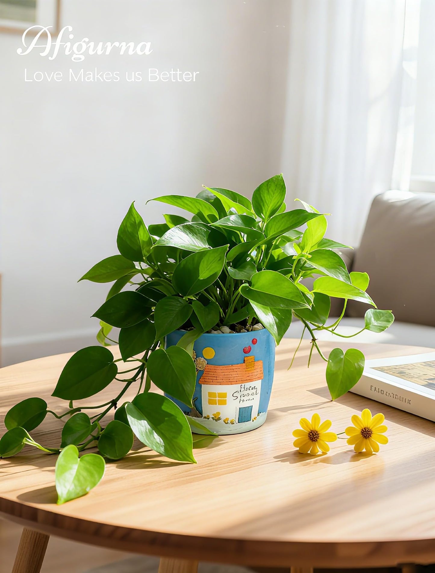 Afigurna New Home Gift Ideas: New Home Apartment Plant Gift for Plant Lover - 5.3in Hand-Painted 3D Art Planter - Gardening House Warming Present for Christmas