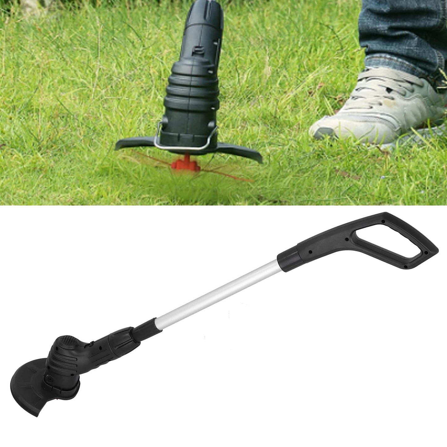 Electric Weed Wacker Cordless Stringless Electric Lawn Mower Handheld Long Battery Life Household Cordless Small USB Rechargeable Field Mower with 20 Replace Blades for Yard Garden