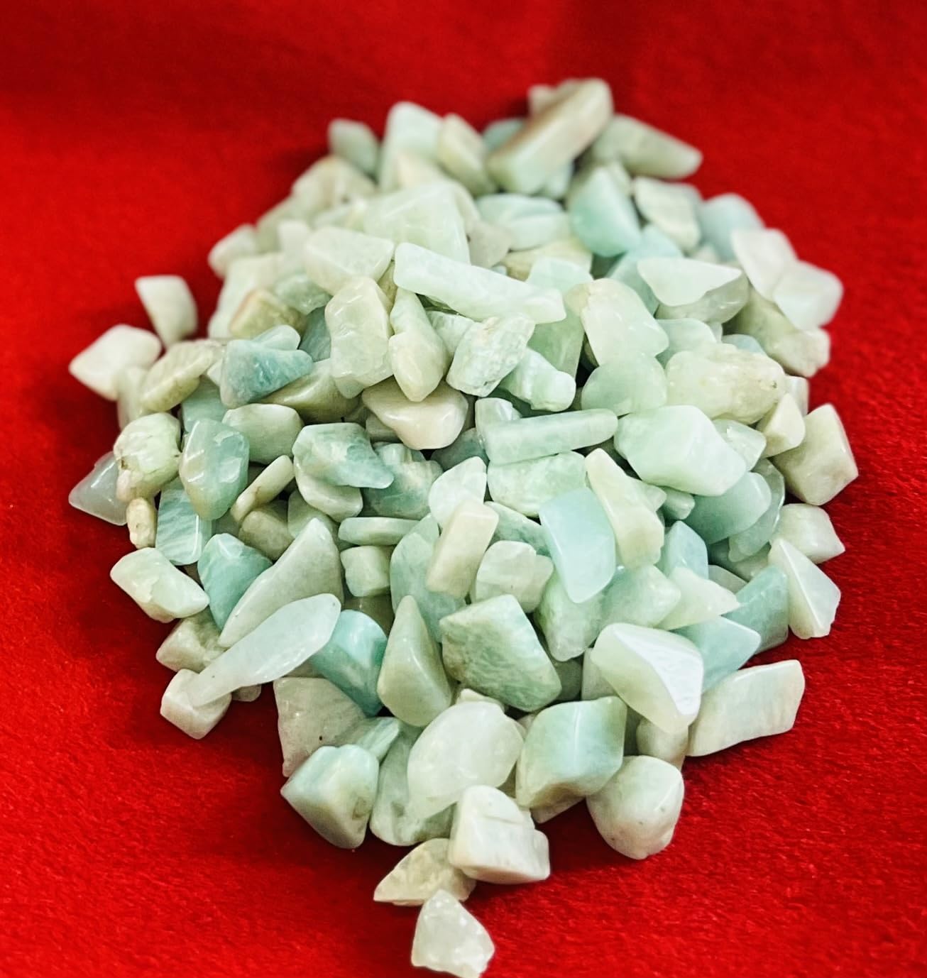 Indian Consigners Natural Crushed Polished Tumbled Gem Stone Chips, Decoration & Healing Crystals (Amazonite)