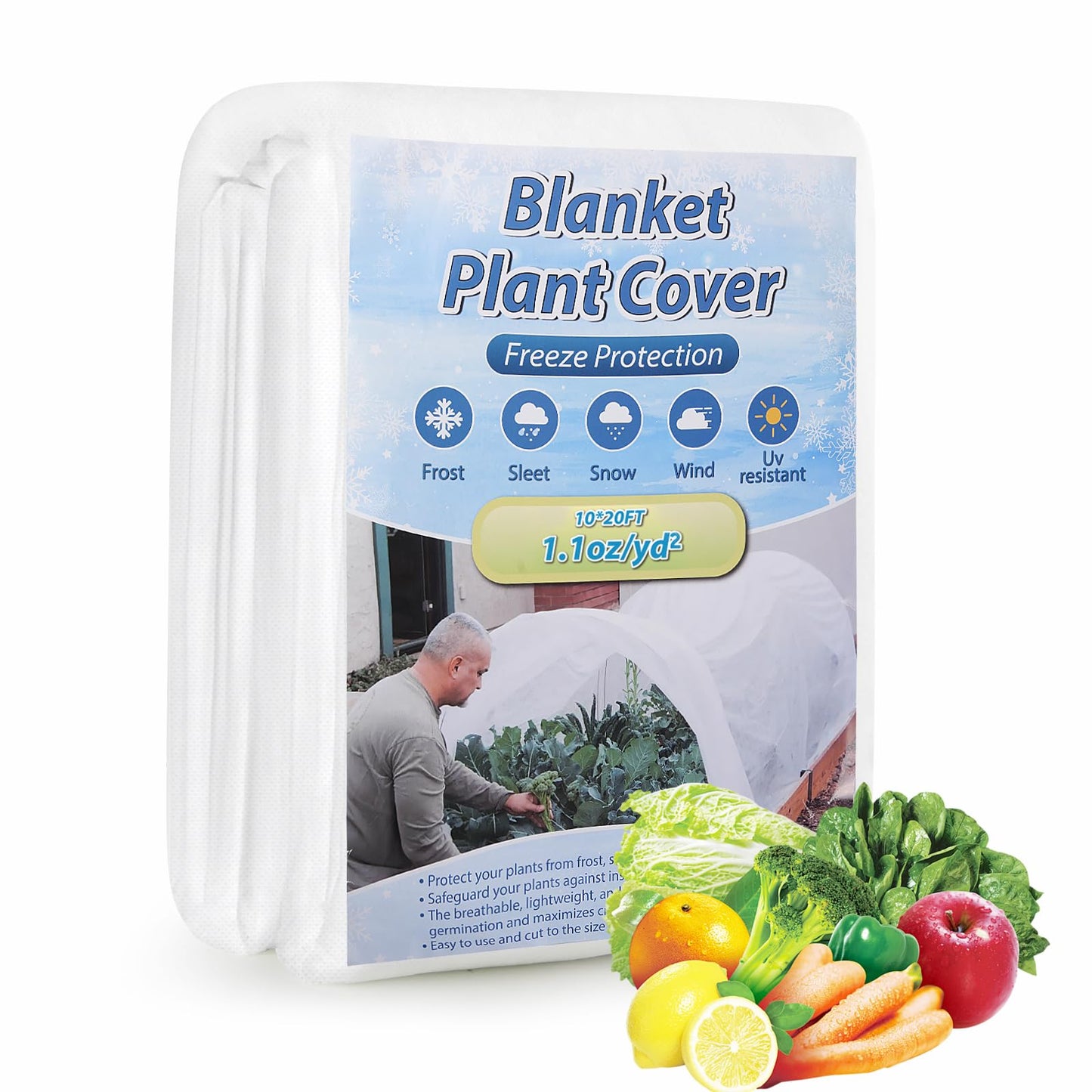 Plant Covers Freeze Protection,10 ft x 20 ft 1.1oz/yd² Thicker Floating Row Blanket Cover Fabric Plant Cloth for Winter Frost Snow and Garden Protection