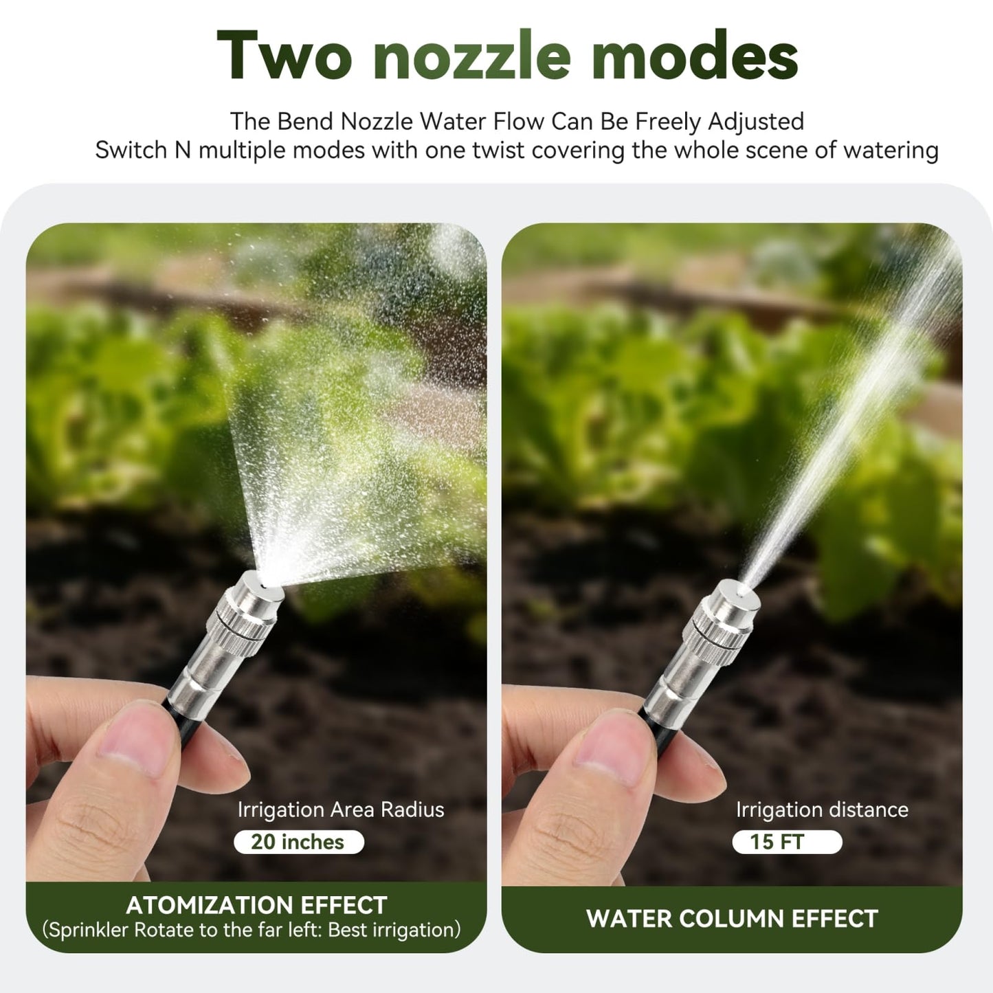 75Ft 1/2" Tubing High-Flow Drip Irrigation System, 360° Adjustable Garden Watering System with 40 Nozzles, Dual-Side Watering Kit for Raised Beds, Greenhouses & Efficient Plant Irrigation