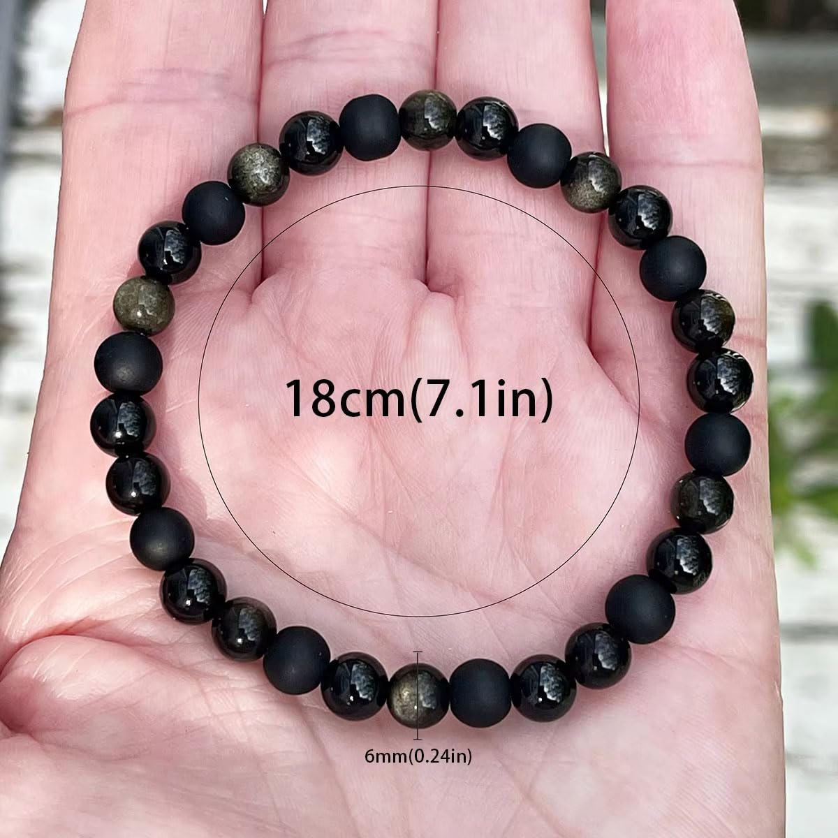 Crgwxzl Natural Stone Triple Protection Beaded Bracelet for Men Women Adjustable Black Tourmaline, Black Onyx and Hematite Handmade Lucky Bracelet Feng Shui Jewelry Gift