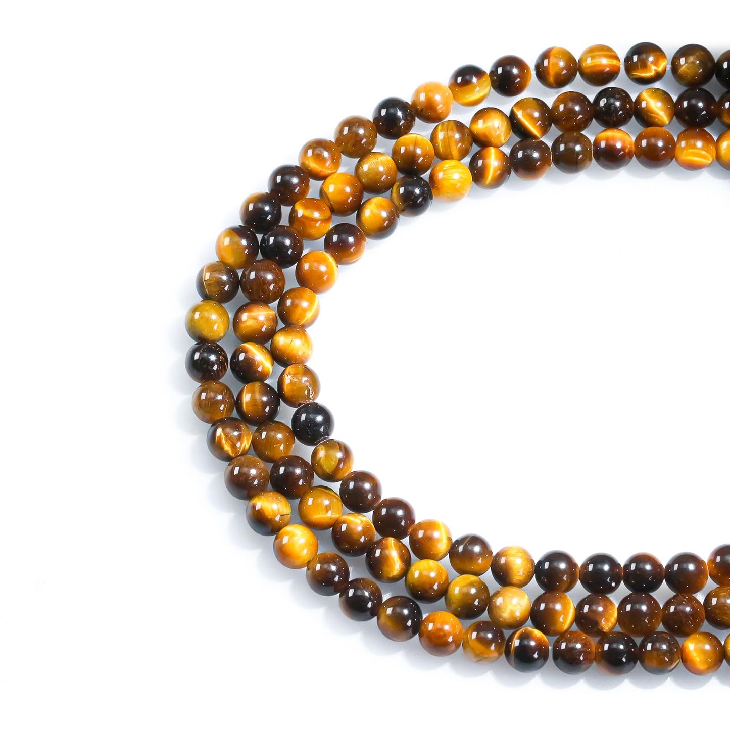 6mm Natural Gemstone Round Yellow Tiger Eye Loose Beads for Jewelry Making Bracelets Necklace Earrings Art Craft (60-62pcs/strand)