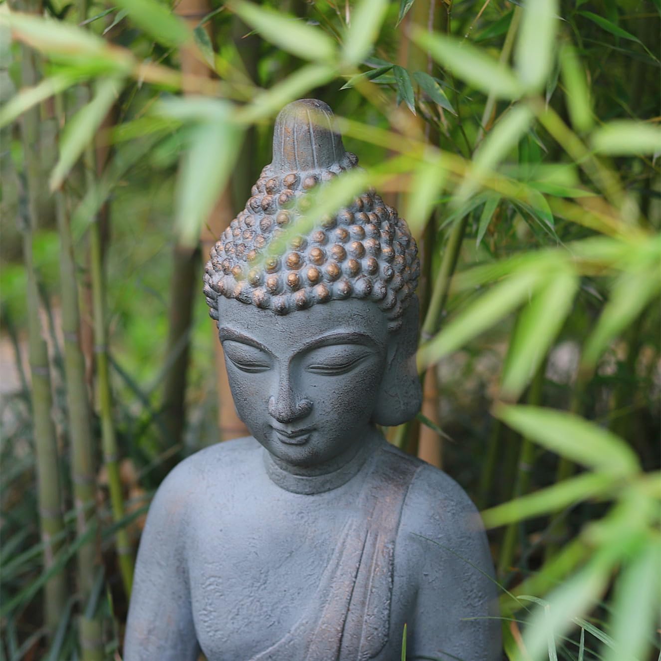 VANZUNE MGO Buddha Statue 26''H Meditative Indian Buddha Statue Buddha Sculpture with Dhyana Mudra Hand Gesture for Tranquil Home Decor Living Room Bedroom Office Tabletop and Gifts, Gray