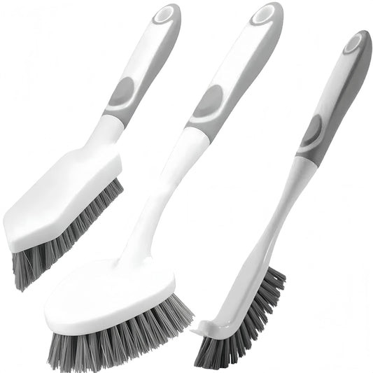 Scrub Brush for Cleaning-3 Pack Heavy-Duty Scrub Brushes Set Shower Scrubber Brush,Grout Brush,Scrubbing Brush with Stiff Bristles for Bathroom,Bathtub,Tile,Floor,Grout,Sink,Swimming Pool