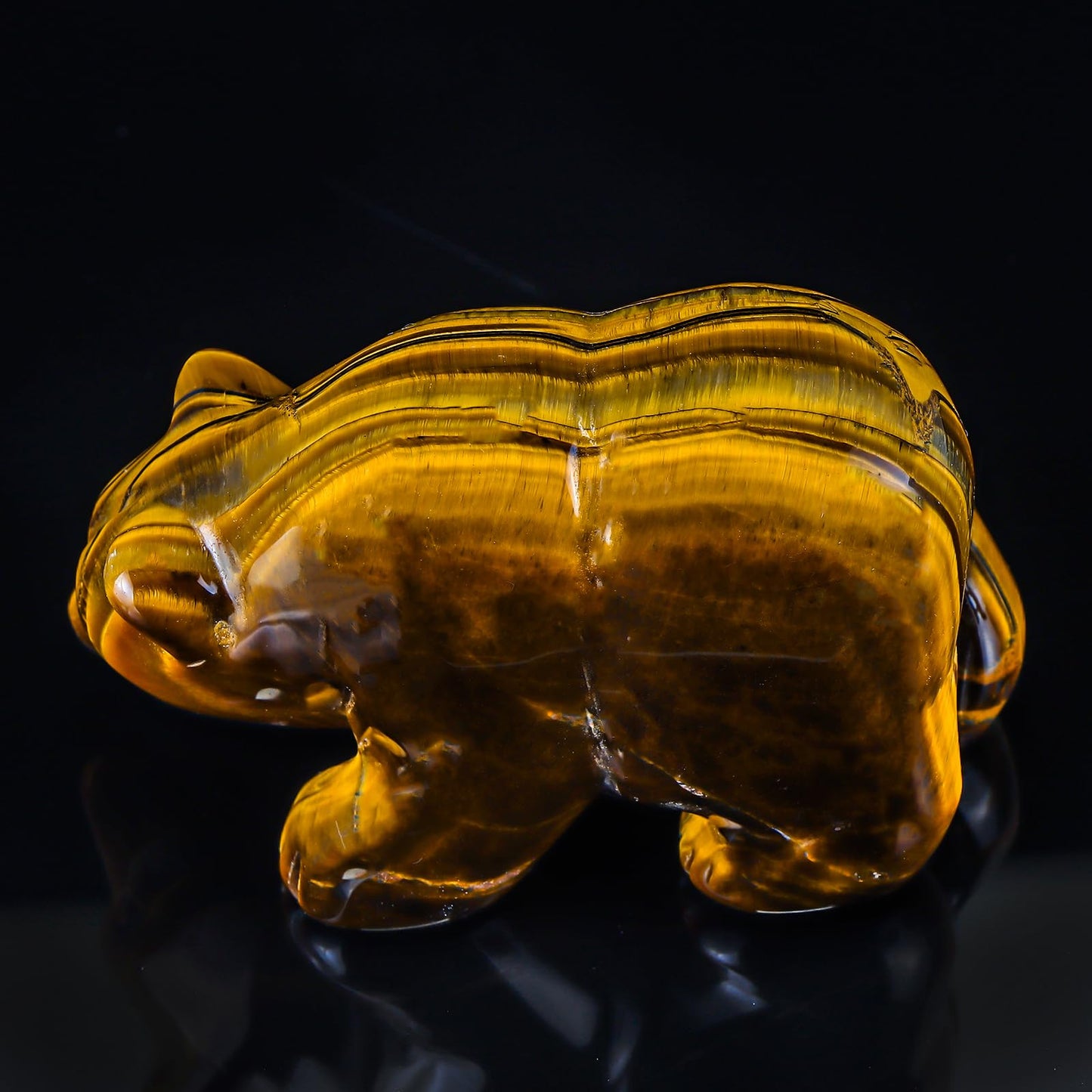 Hxswkk 3" Yellow Tiger Eye Crystal Bear Figurine Gifts for Hand Carved, Gemstone for Office Bear Statues Home Decor