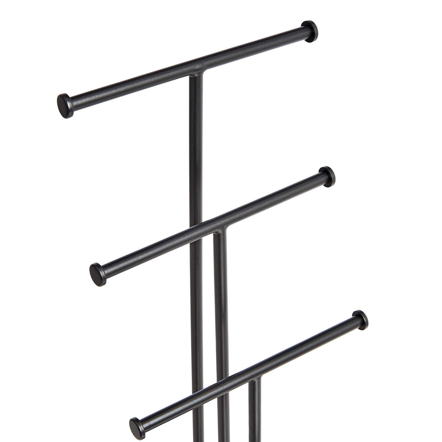 Amazon Basics Four-Tier Jewelry Organizer Tree Stand, Necklace Earring Bracelet Holder with Ring Storage, Walnut/Black