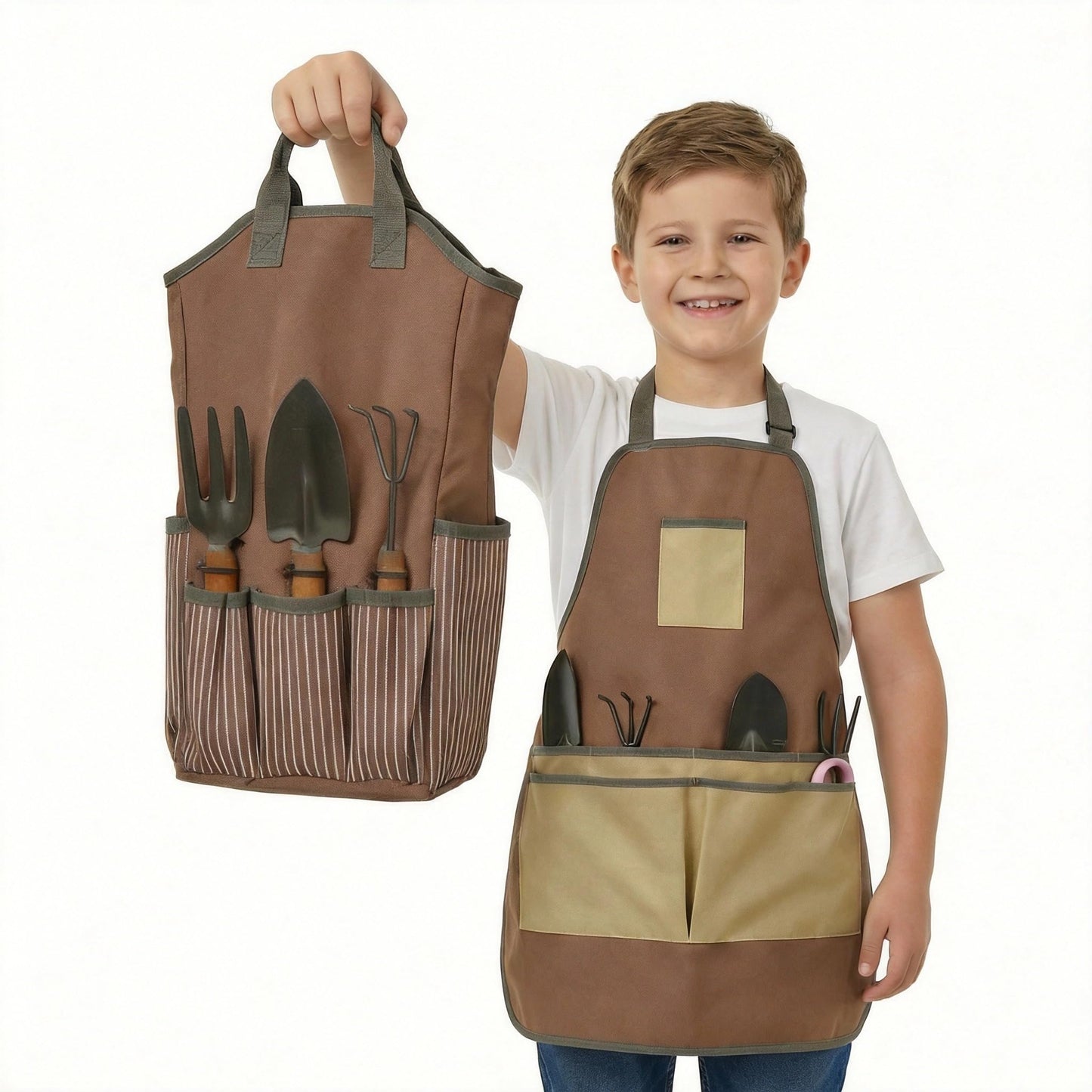 Elfzone Gardening Apron - Gardening Tool Bag With Apron,Tool Bags & Aprons Tote Storage Bag with Pockets Tool Apron Practical Gardening Gifts for Men