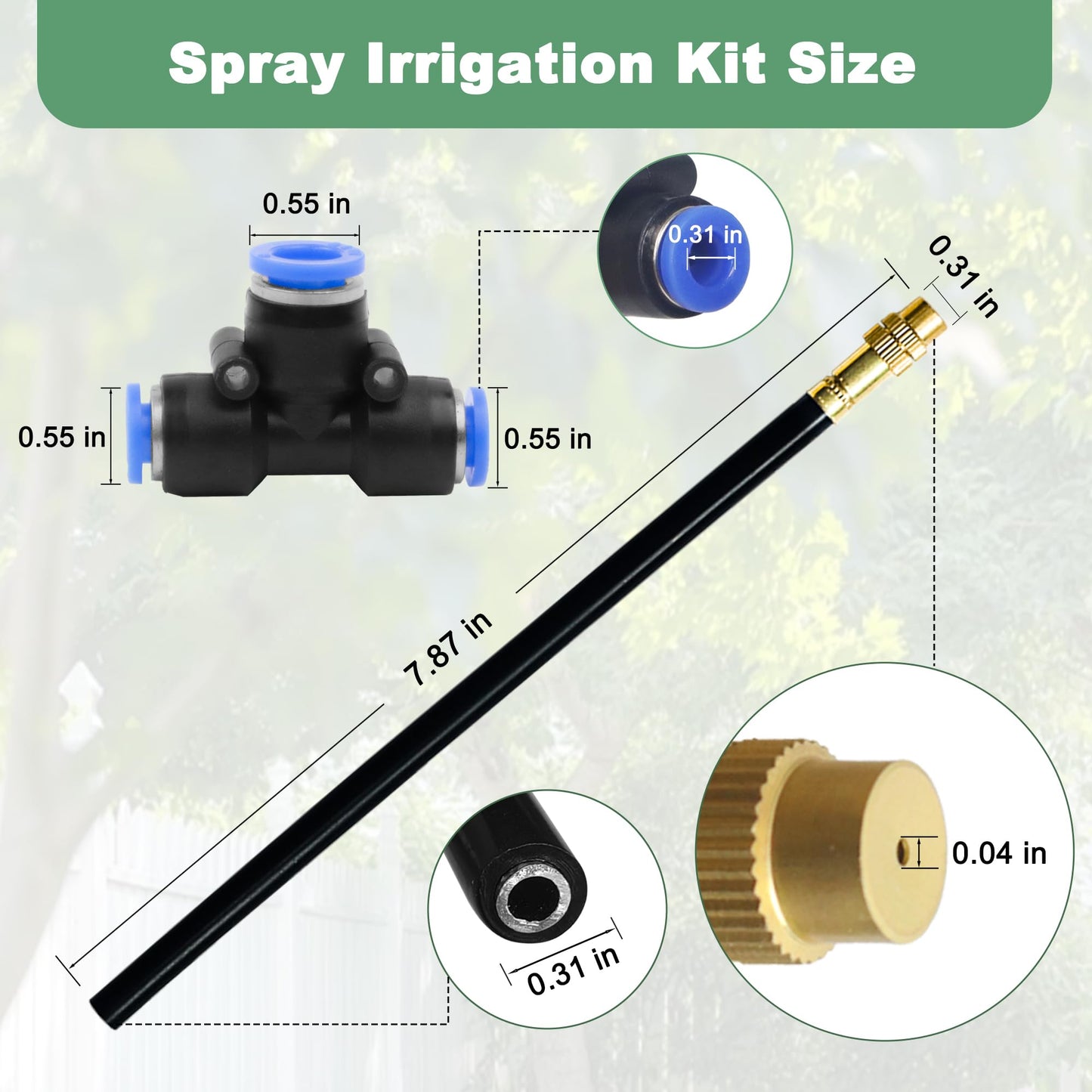 Quibbay 360° Adjustable Drip Irrigation System Kit, 32.8FT Automatic Garden Watering System with 10 Copper Nozzles, Atomizing Misting Watering System with 360° Bending Dropper for Plant Lawn Patio