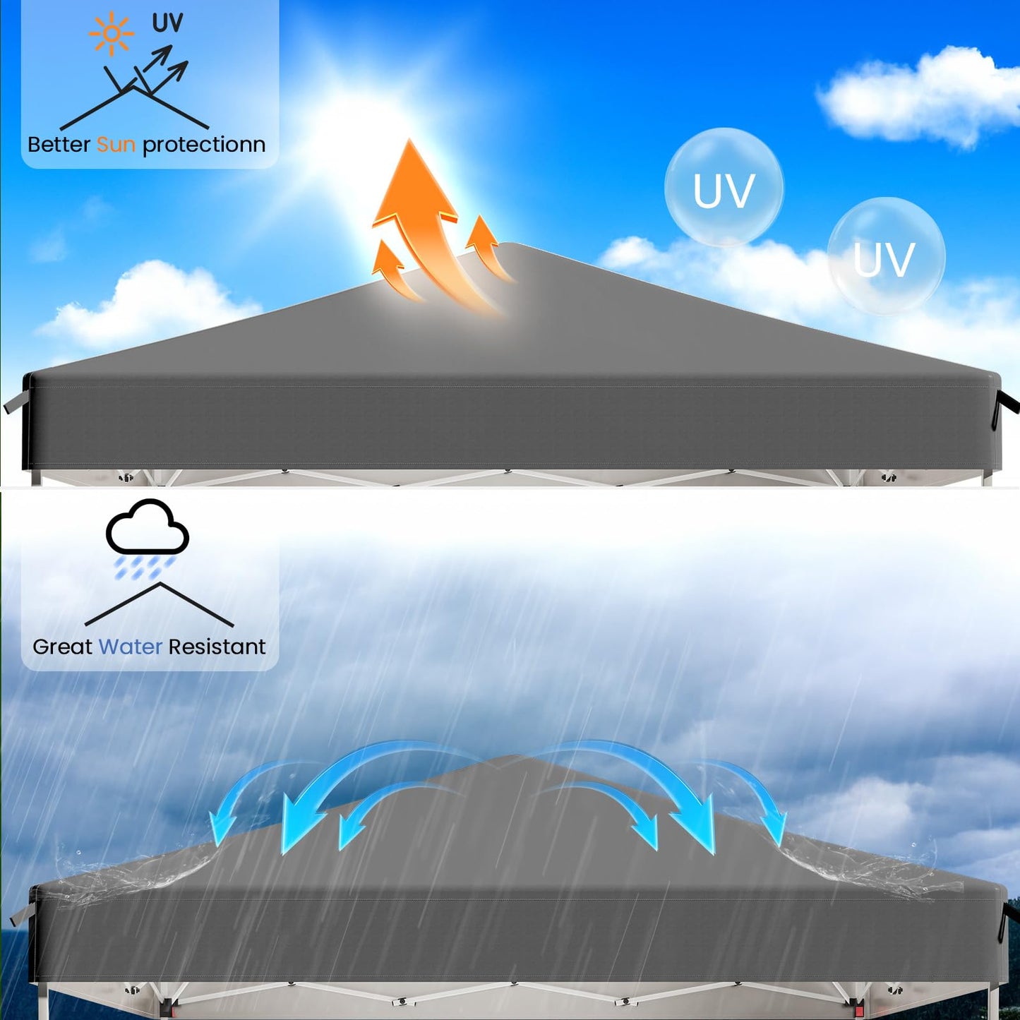 Pop Up Canopy Tent, 10x10 Outdoor Shade, One Push Instant Outdoor Canopy, Easy Set Up Tent, Portable Instant Beach Canopy Tents, Sun Shelter for Events, Parties, Camping