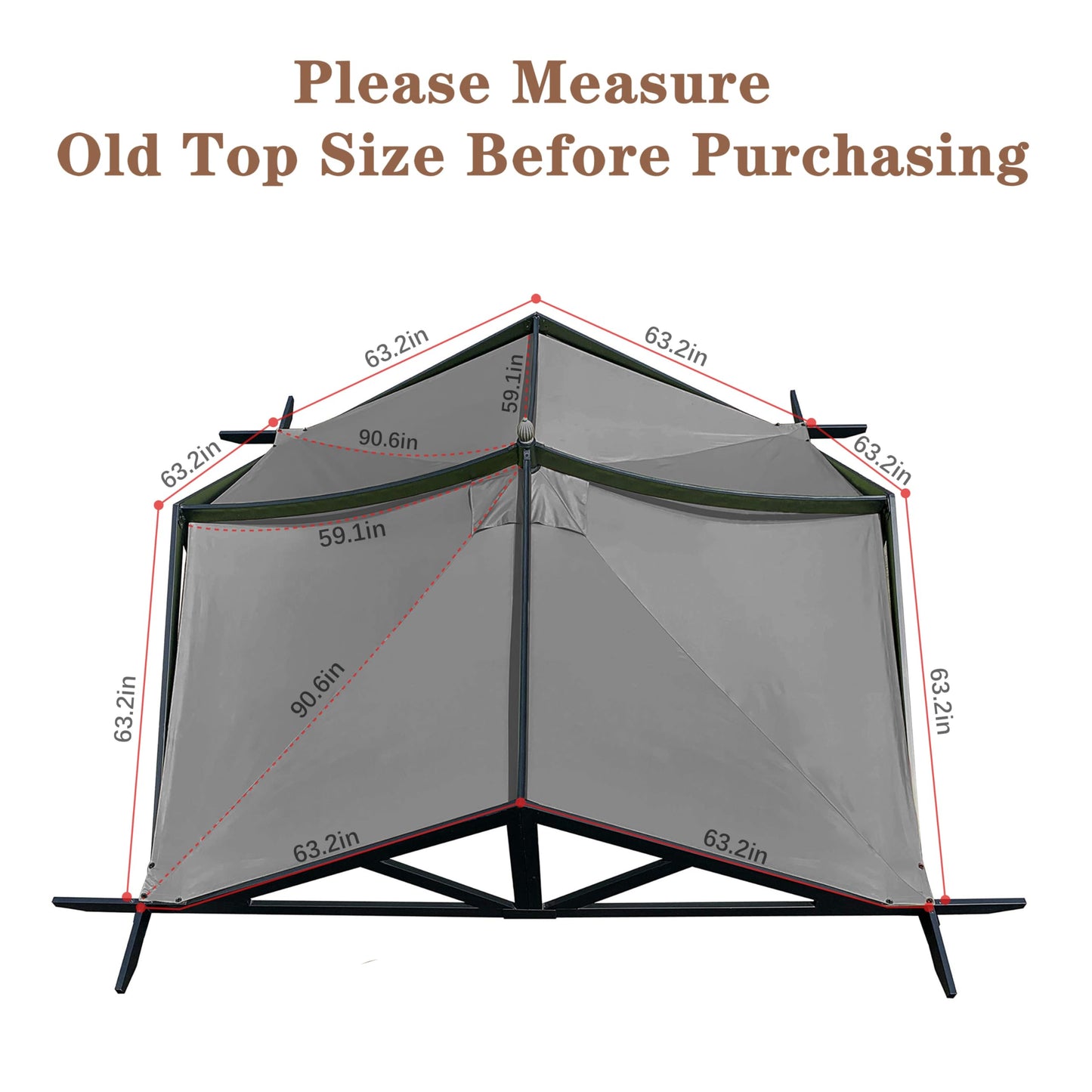 SCOCANOPY Replacement Top Fit for Lowe's Allen Roth 10X10 Ft Gazebo Model #GF-12S039B / GF-9A037X,(Gray)