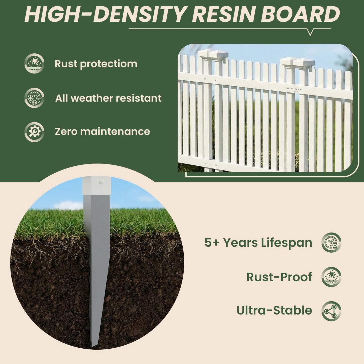 MELLCOM No Dig Garden Picket Fence, 3-Panel 24''W x 24''H Decorative Privacy Fence with Metal Stakes, Garden Fence Border for Backyard, Patio & Yard, White