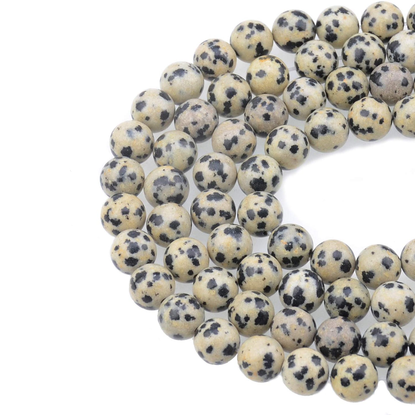 LPBeads 100PCS 8mm Natural Dalmatian Beads Gemstone Round Loose Beads for Jewelry Making with Crystal Stretch Cord