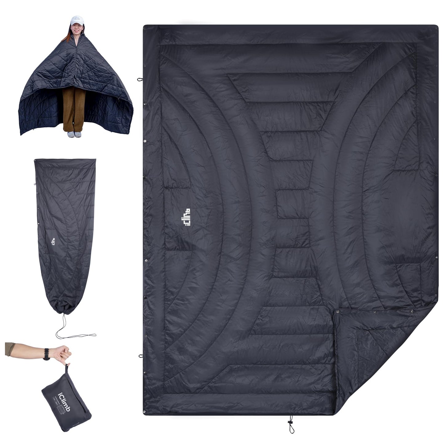 iClimb 3M Thinsulate Insulation Warm Camping Blanket Ultralight Compact (Dark Grey, 1 lb)