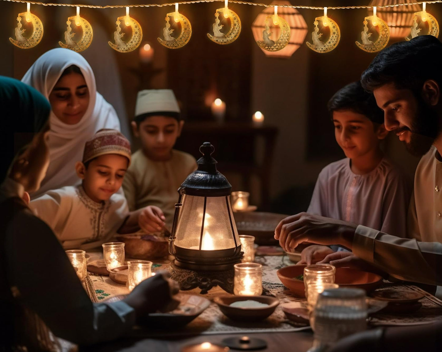 Hying Eid String Lights - Star Castle Ramadan Fairy Lights, 9.8Ft LED Battery Operated Hanging Lanterns for Home Eid Mubarak Decorations