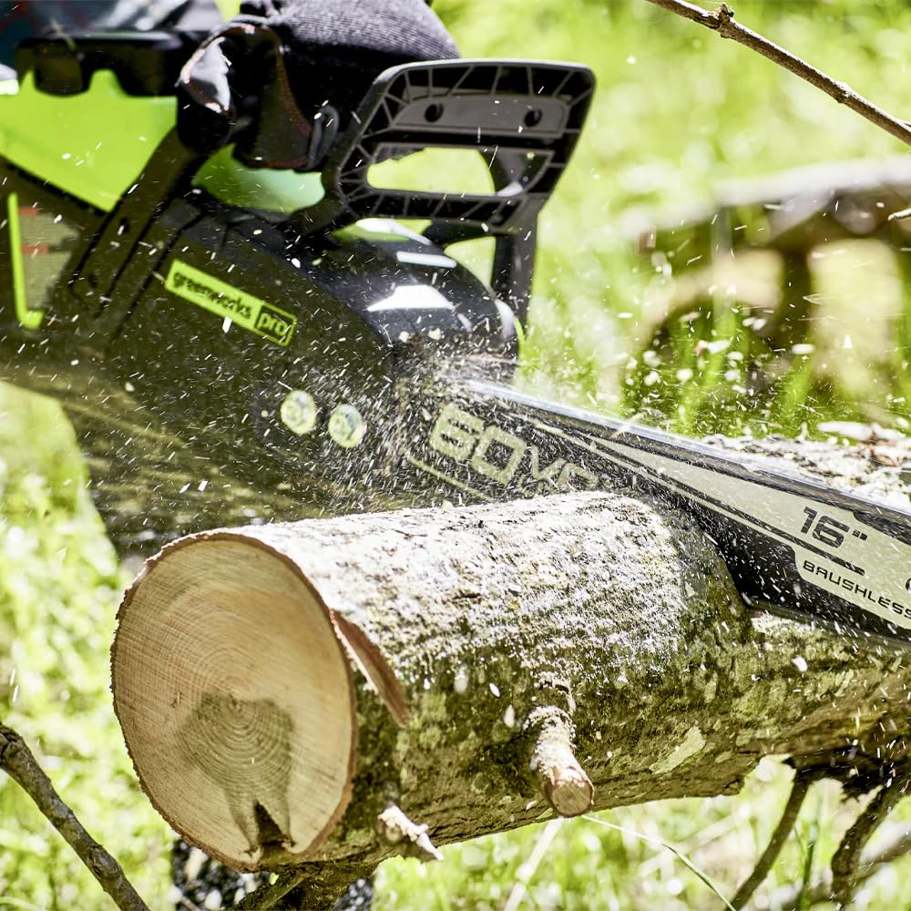 Greenworks 60V 18" Brushless Cordless Chainsaw, 4.0Ah Battery and Charger Included