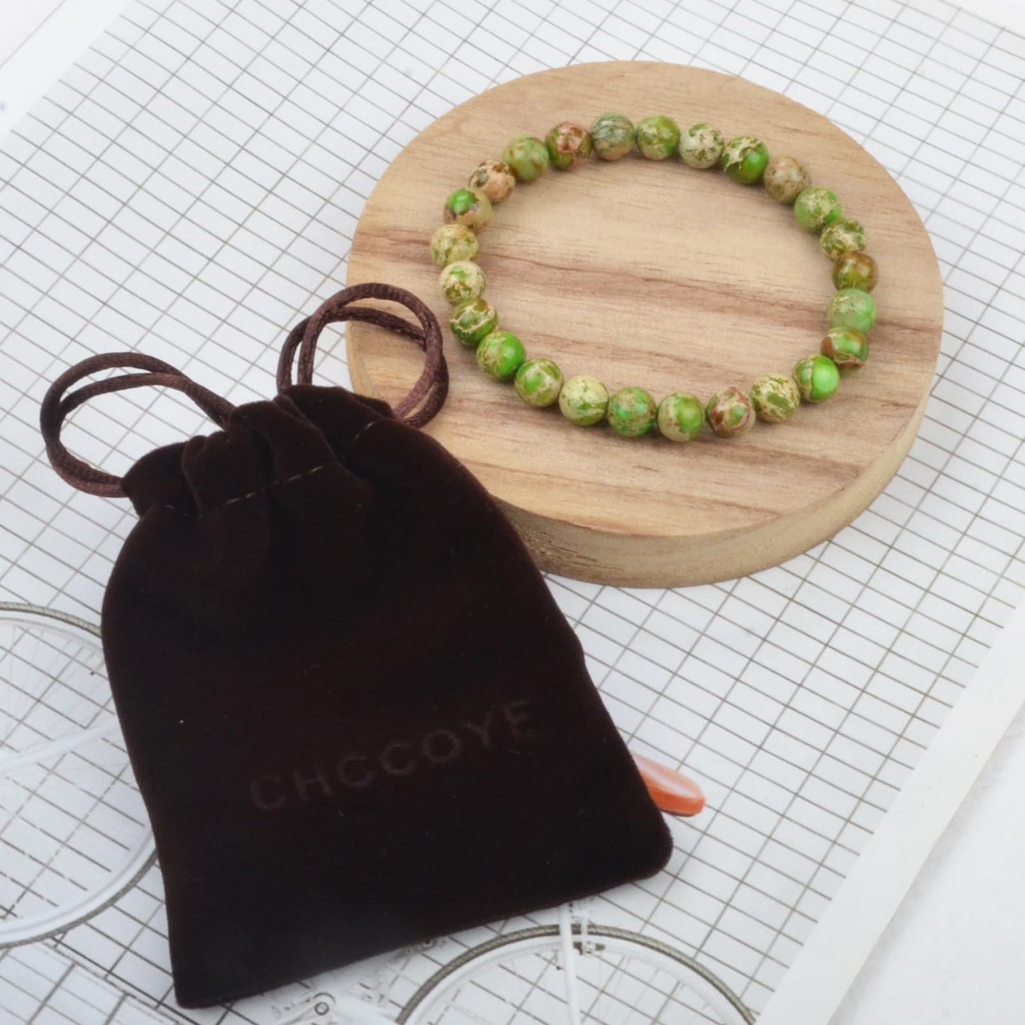 CHCCOYE 6mm Natural Healing Gemstone Bracelet Handmade Yoga Stretch Elastic Bracelet Stress Relief Crystal Jewelry for Men and Women (6mm,Meadow Shoushan stone)