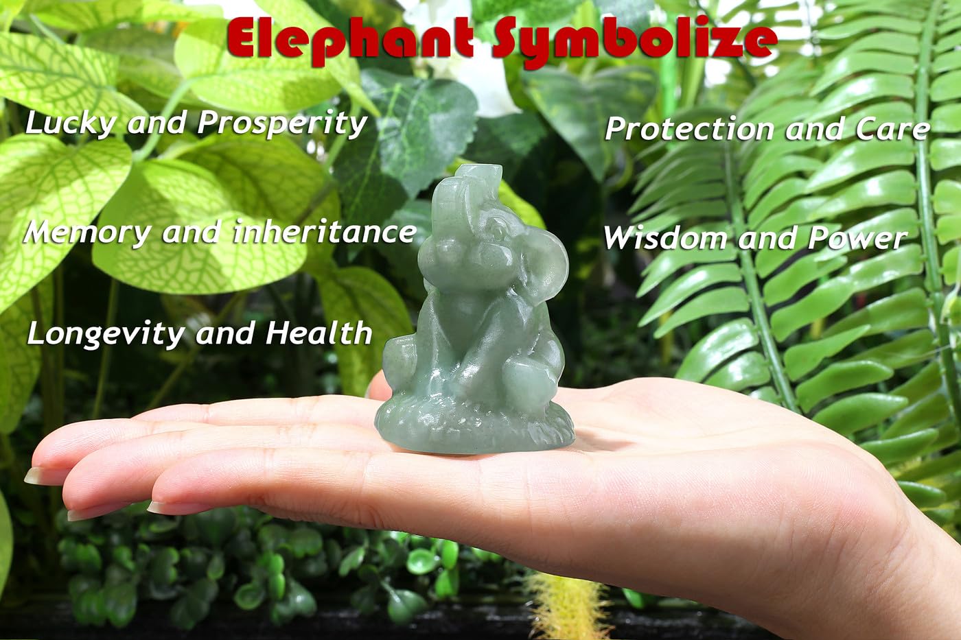 ZHIYUXI 2.2" Crystal Elephant Statue Decor Green Lucky Cute Elephants Green Aventurine Crystals Figurine Spiritual Figurine Gifts for Women Small Sculpture for Home Office Desk Room Decoration