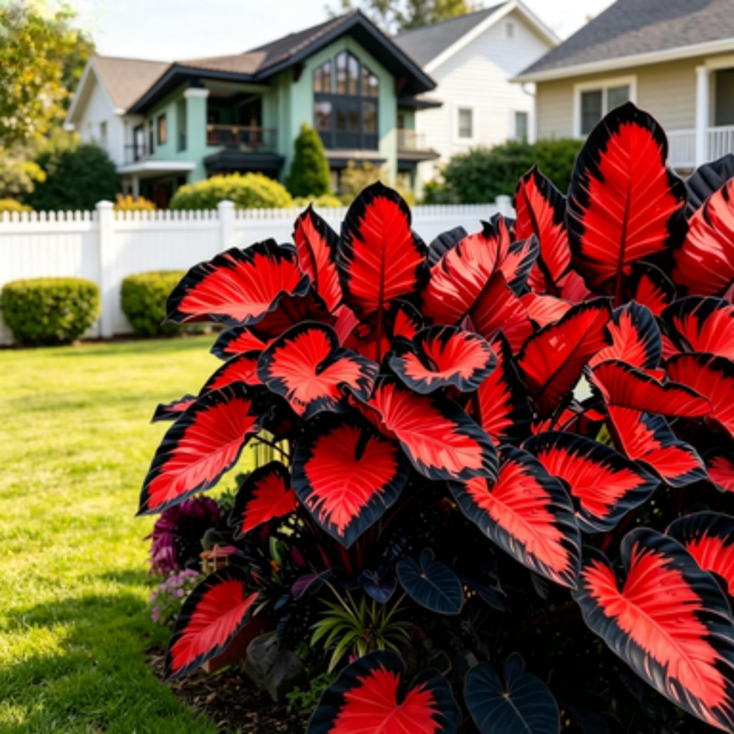 JWDSKT Variegated Elephant Ear Rare-Stunning Look, Garden Favorite-Drought-Tolerant, Striking Colors and Patterns (6)