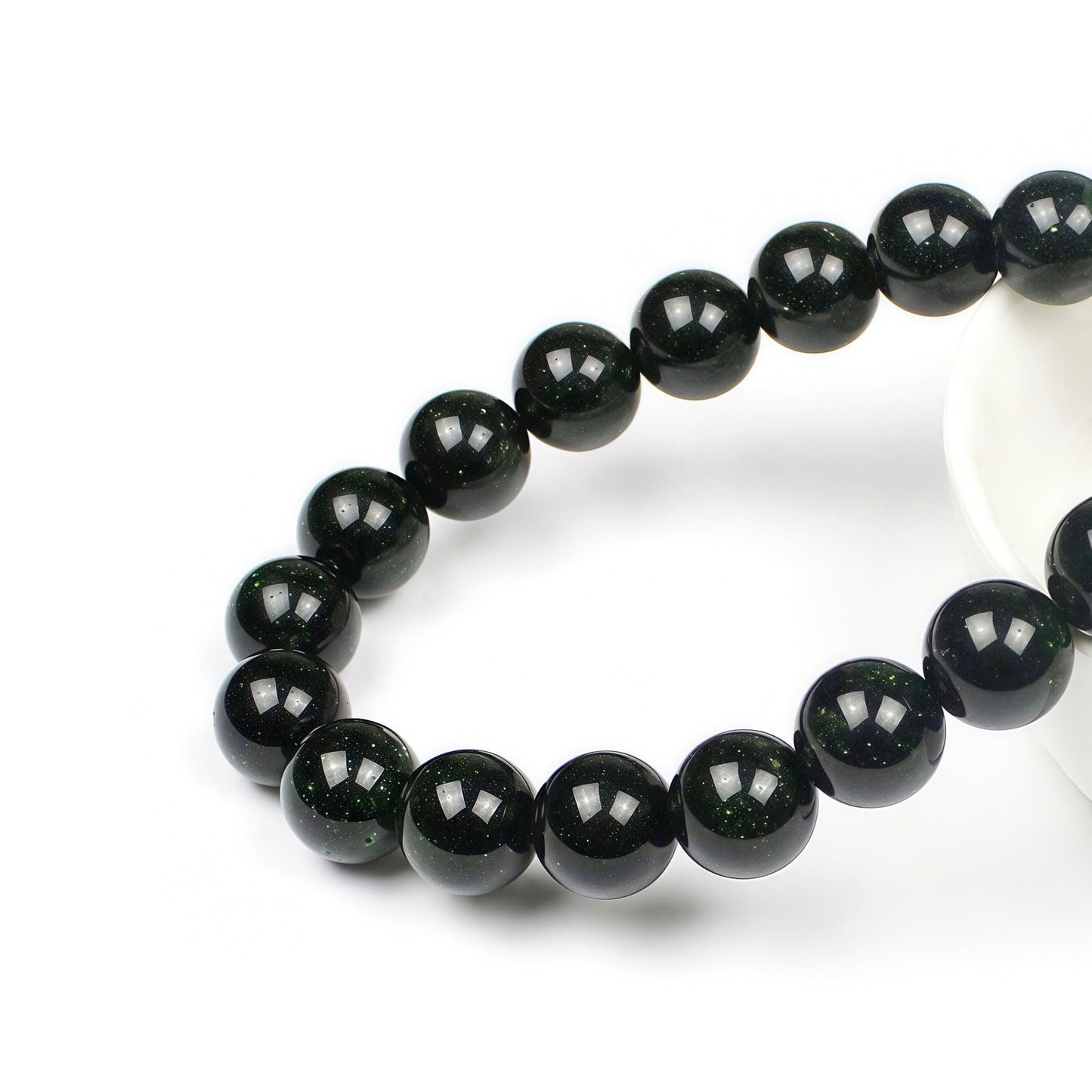 MJDCB Best Sellers Green Sand Stone Round Stone Beads for Jewelry Making DIY Bracelet Necklace (6mm)