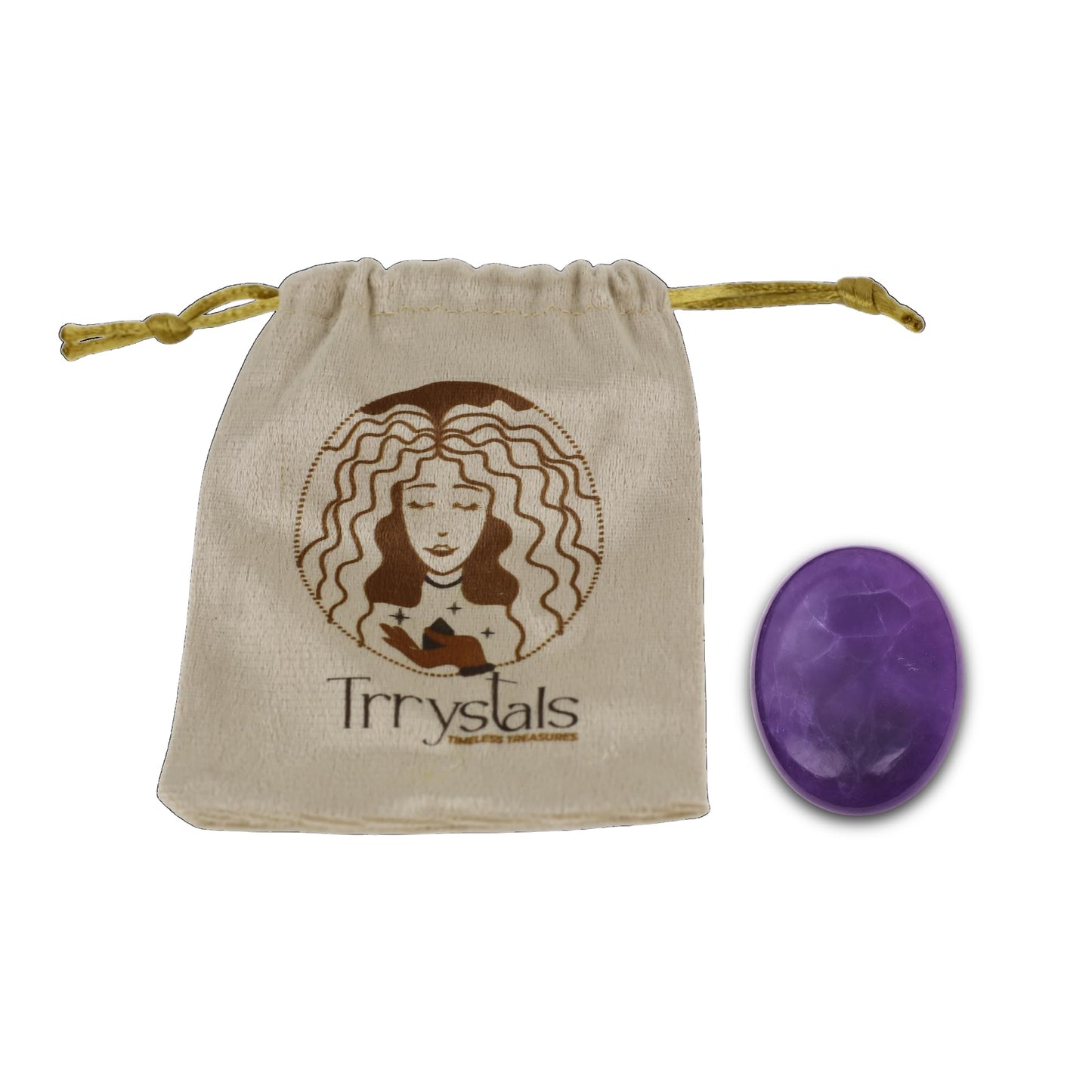 TRRYSTALS Natural Amethyst Zibu Coin | Spiritual Meditation Zibu Token | Gemstone Crystal Sacred Symbol Stone for Mindfulness Decor, Collectible Stone,Meditation Accessory