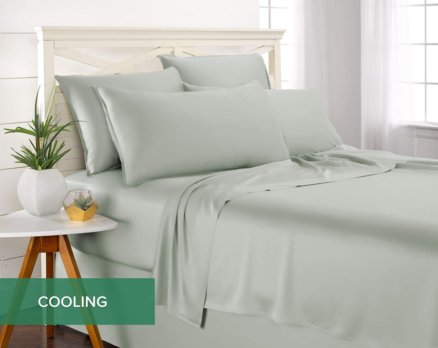 Pure Bamboo Full Sheets, Genuine 100% Organic Viscose Derived from Bamboo Bed Sheet Set, Luxuriously Soft & Cooling, Double Stitching, 2 Year Quality Promise (Full, Sea Glass)