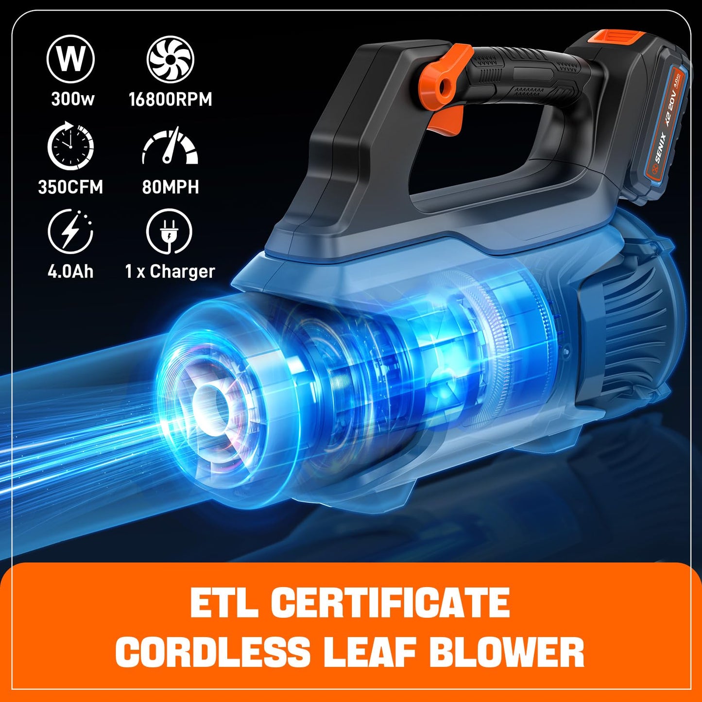 SENIX X2 20 Volt Max* 3-Piece Cordless Power Tool Combo Kit with Battery Powered 10" String Trimmer, Variable Speed Leaf Blower, 21" Hedge Trimmer, Includes 2 Batteries & Battery Charger (S2K3B2-01)
