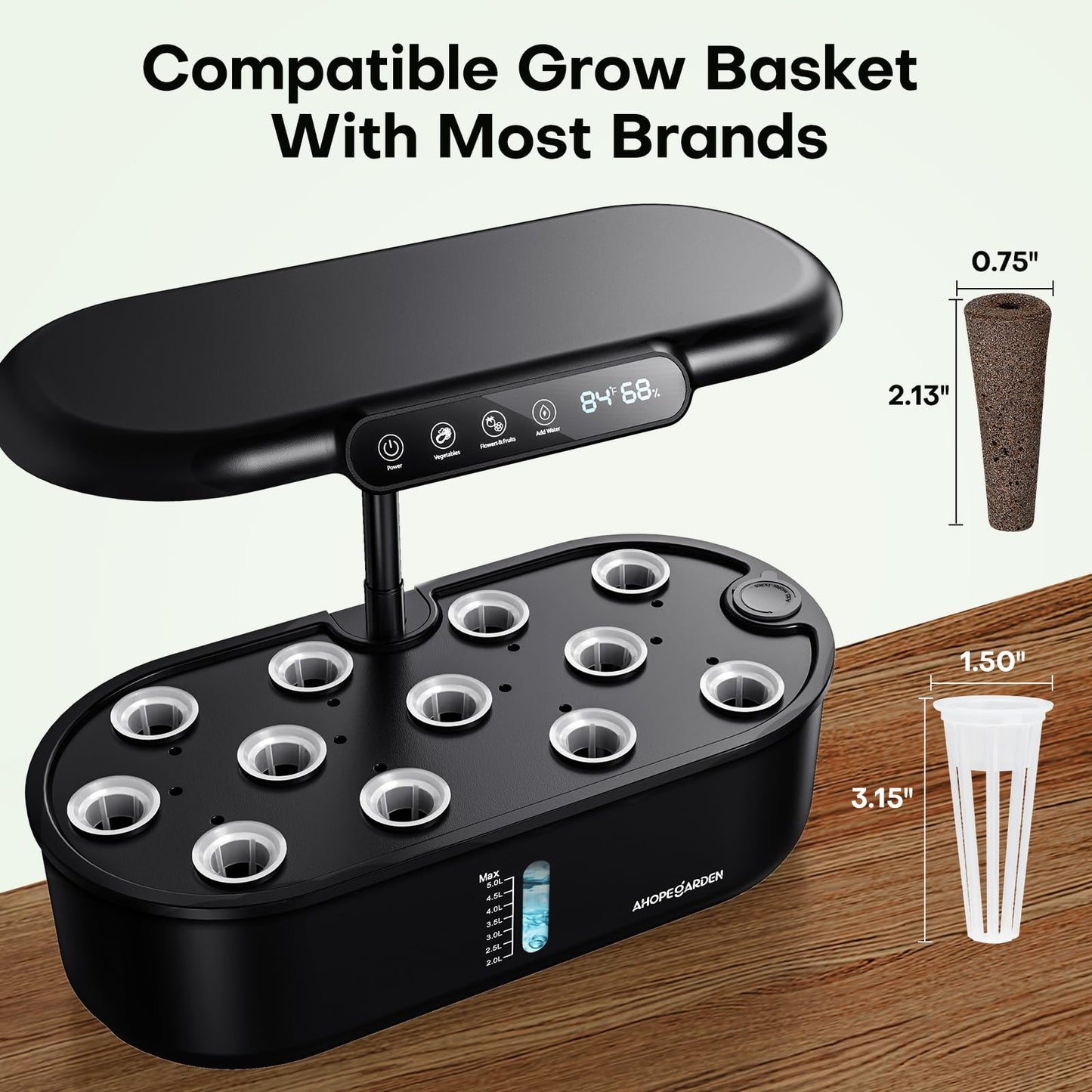 Ahopegarden Hydroponics Growing System kit: 12 Pods Indoor Herb Garden with Smart Environmental Detection - Full Spectrum LED Grow Light for Growing Vegetables，Herbs and Lettuce - Home Gardening