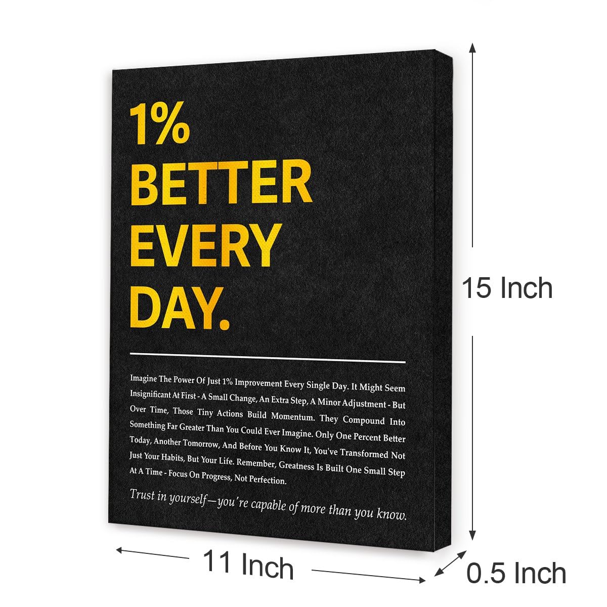 Inspirational Canvas Wall Art,Positive Quotes Wall Decor,1 Percent Better Every Day Motivational Wall Art for Office Home Classroom Gym
