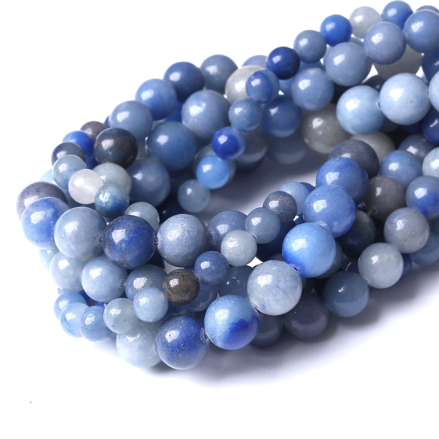 48PCS 8MM Natural Blue Aventurine Beads Round Loose Stone Beads for Jewelry Making DIY Energy Stone Healing Power Bracelet 15"