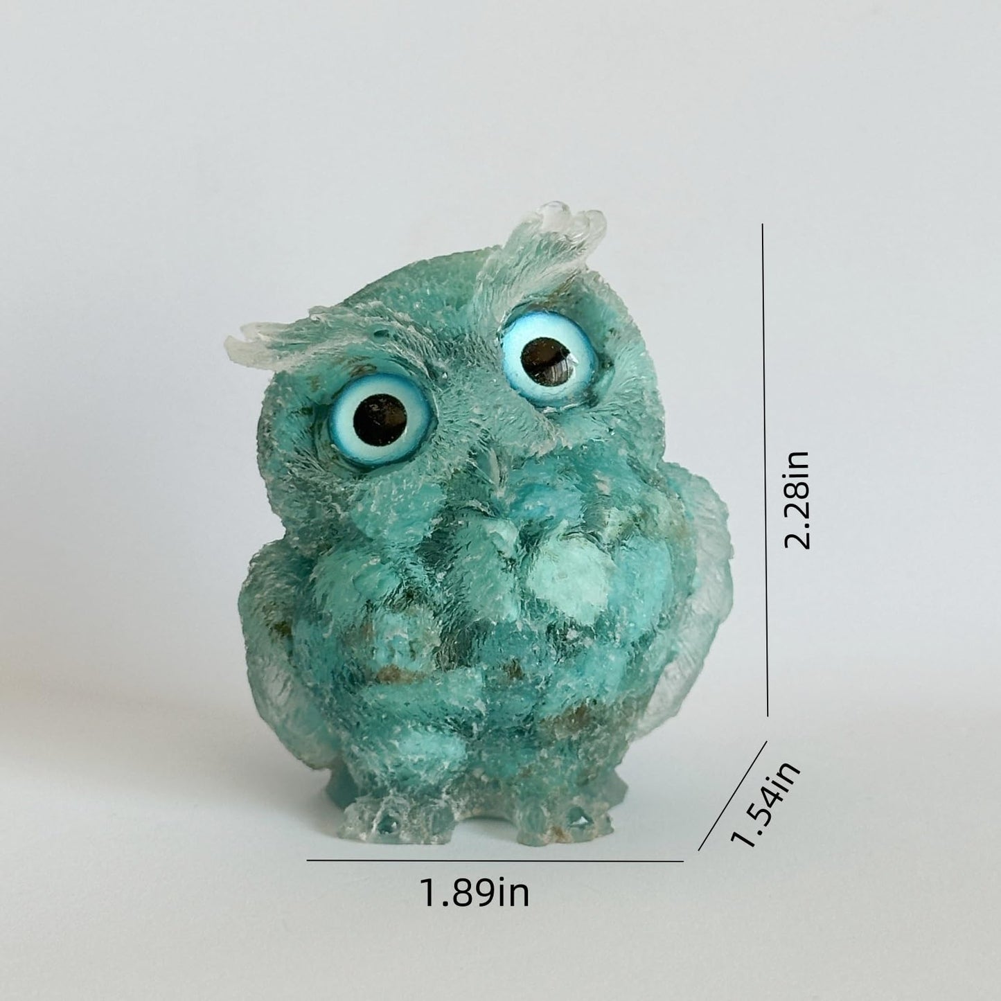 XYLIBLLA Hand-Carved Natural Crystal Owl Statue Owl Decor ，Green Owl Figurine, Animal Figurines Desk Decor and Owl Gifts for Women.（Turquoise）