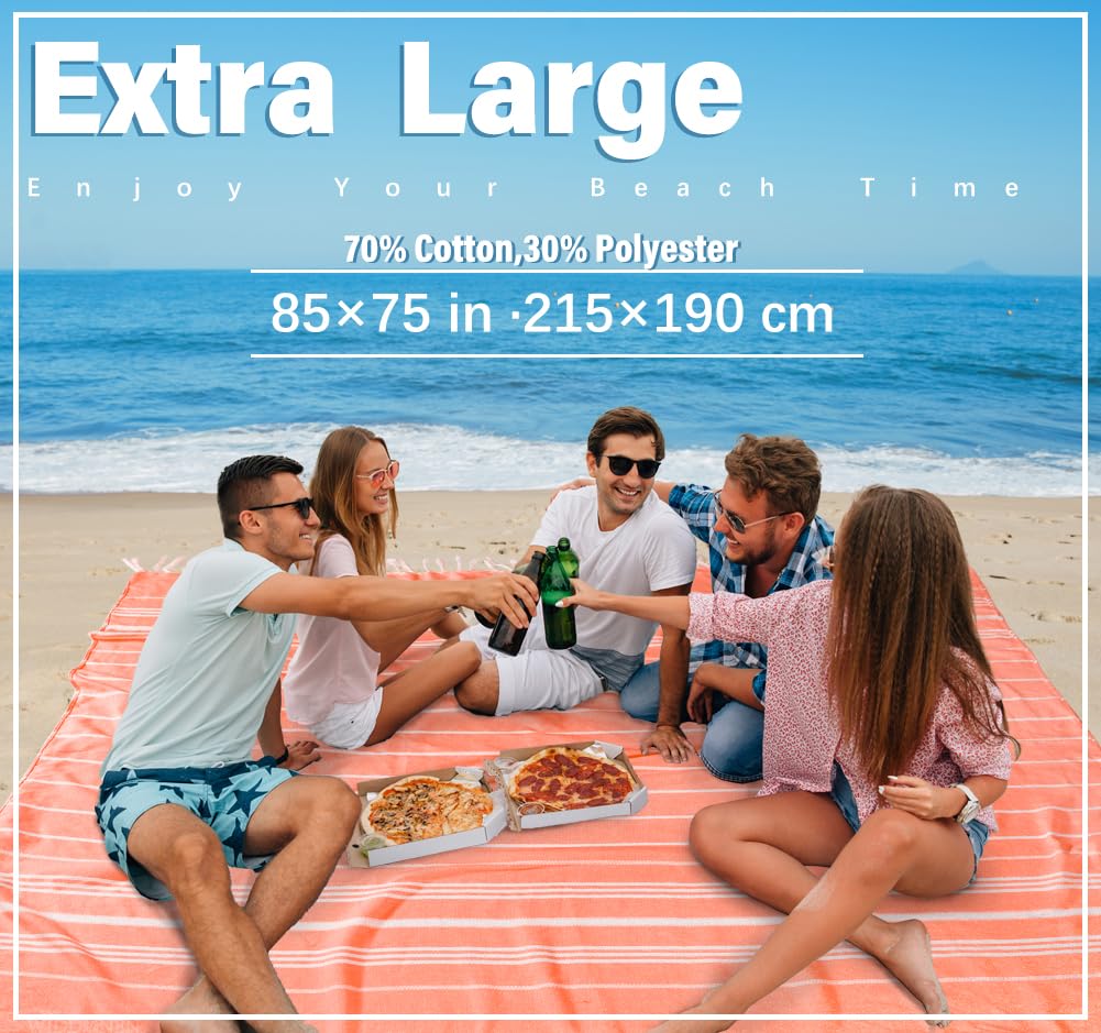 Widdonen Giant Turkish Beach Towel Blanket 85x75 Cotton XXL Extra Large Oversided Bath Pool Blankets XL Huge Bed Sand Free Throw Towels Picnic Outdoor Big Quilt Necessities Cloud Gifts for Adult