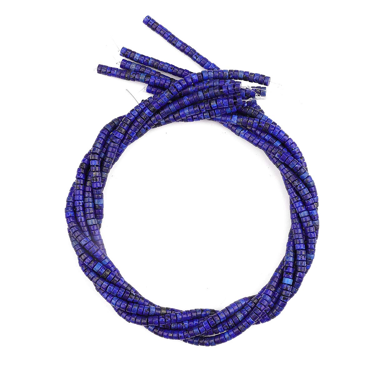BEADIA Natural Lapis Lazuli Spacer Beads Caps Loose Semi Gemstone for Beading Jewelry Making 4mmx2mm 38cm