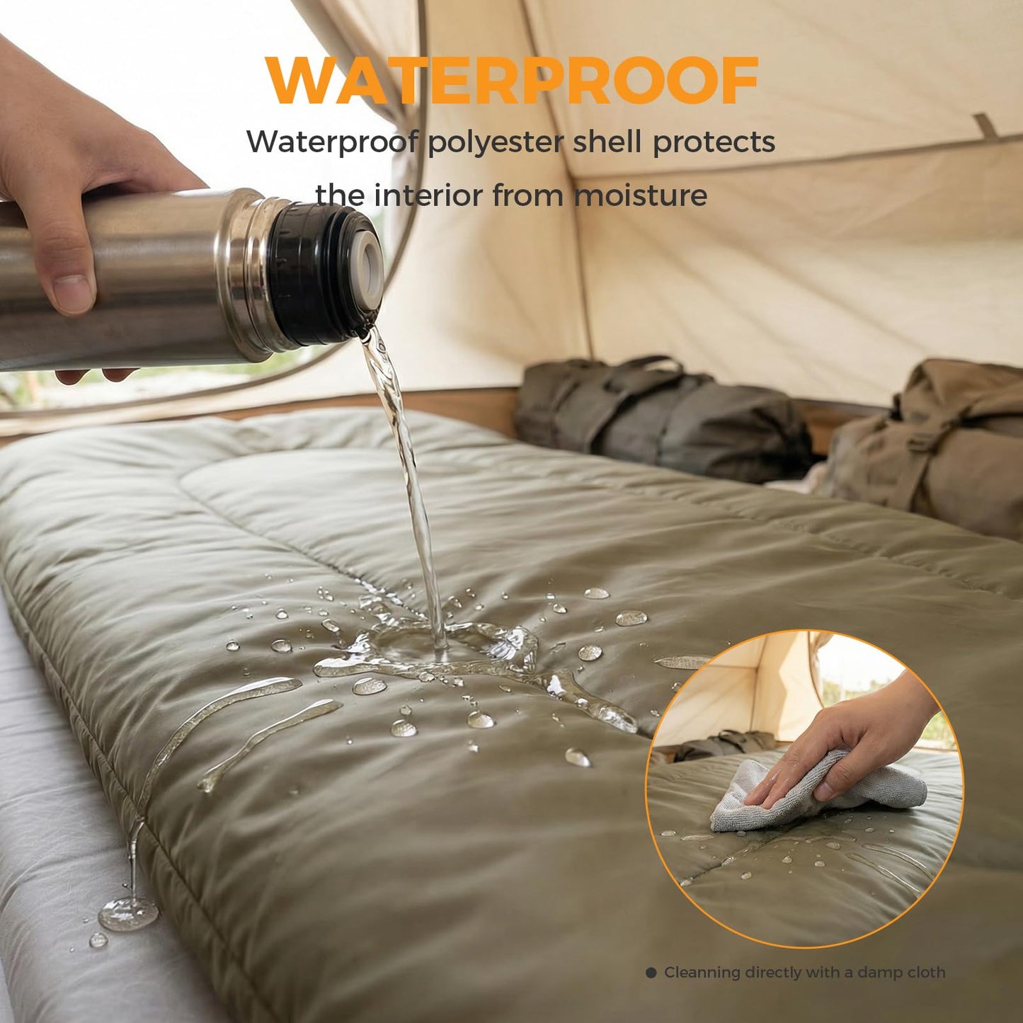 NEWBULIG Double Sleeping Bag for Adults with 2 Pillows, XL Waterproof Lightweight Machine Washable Sleep Bag Cold Weather, 3-Season for Camping/Hiking/Backpacking, 2-in-1 Converts to 2 Singles