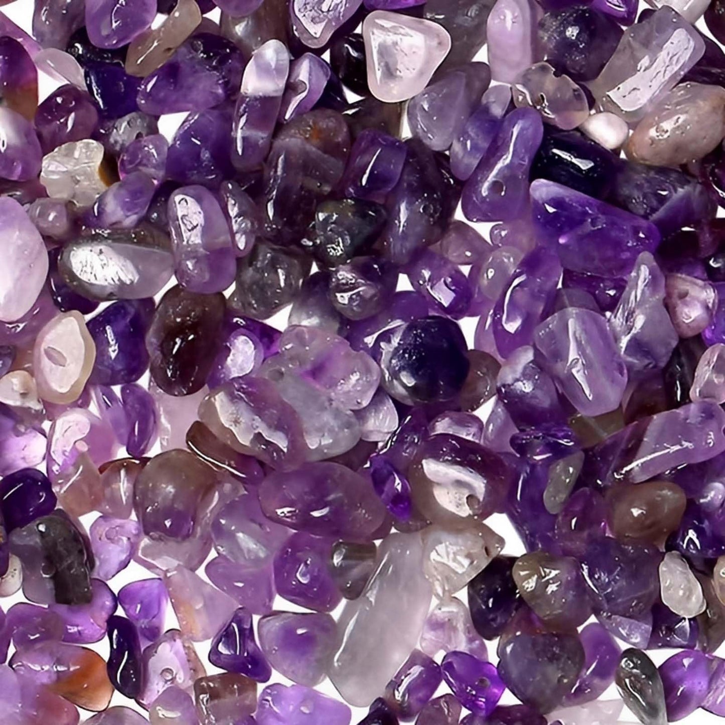 200pcs Natural Chip Stone Beads Gemstone Healing Crystal Loose Rocks Bead Irregular Glass Seed Charm Beads Drilled DIY for Jewelry Bracelet Necklace Earrings Making Crafting Supplies (Purple, 5-8mm)