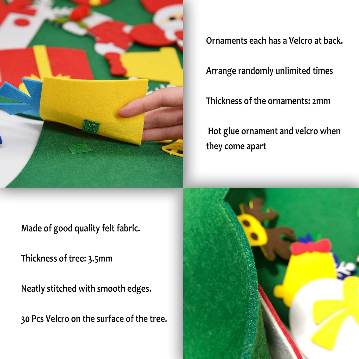 Fayoo DIY Felt Christmas Tree for Toddlers, Montessori Xmas Gift for Kids Wall Hanging Decorations Educational Art with 30pcs Ornaments