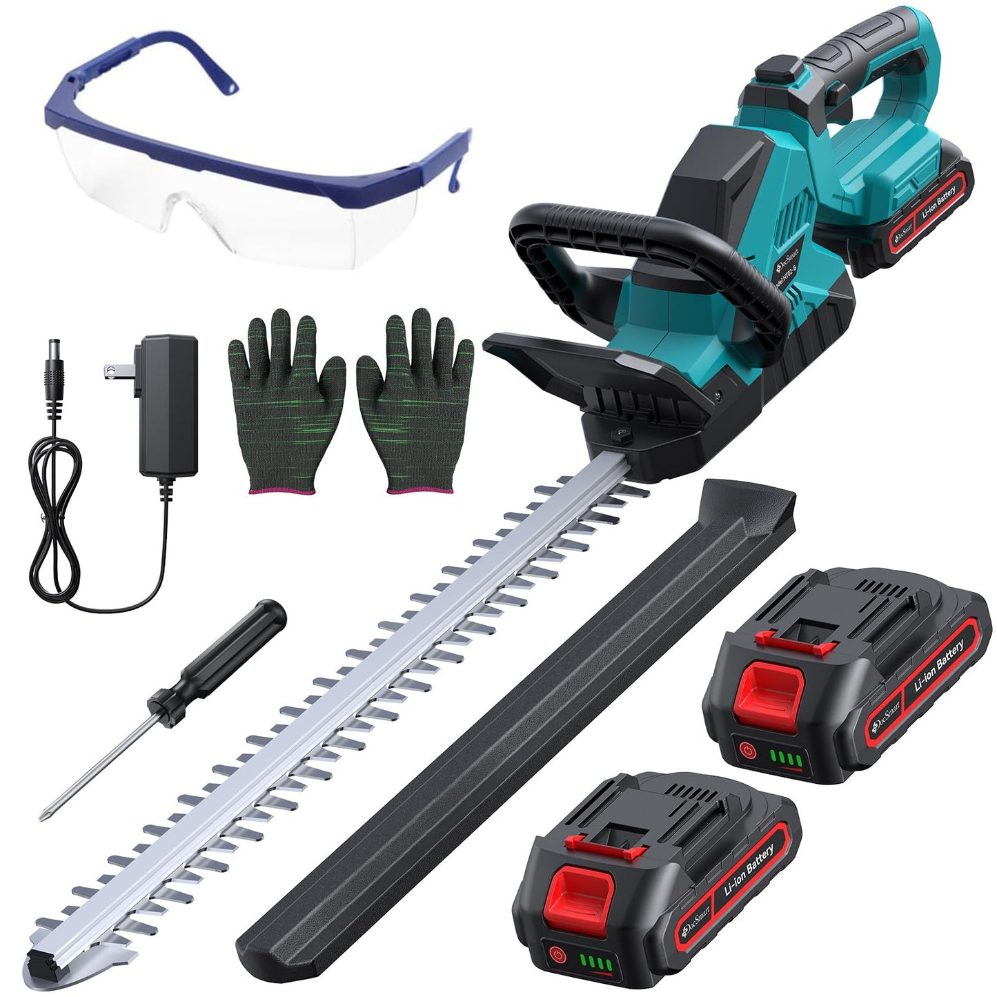 20'' Hedge Trimmer Cordless with Battery, Electric Handheld Bush Clipper with 2 Pack Rechargeable Batteries, 3000RPM 180° Rotatable Head, 2/3'' Blade Gap, Gardening Gifts for Men Dad Father