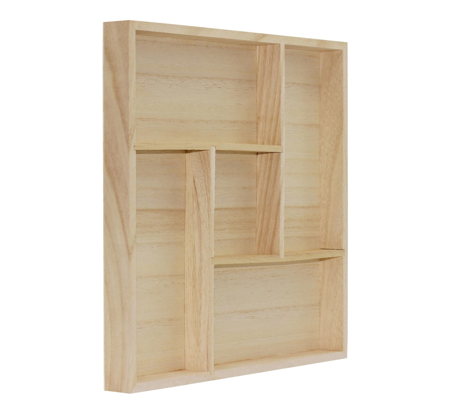 5 Section Wooden Trays – 10" × 10" Square Organizers with Compartments for Crafts, Drawer Tidying, Snacks, and Display | 2 Pack