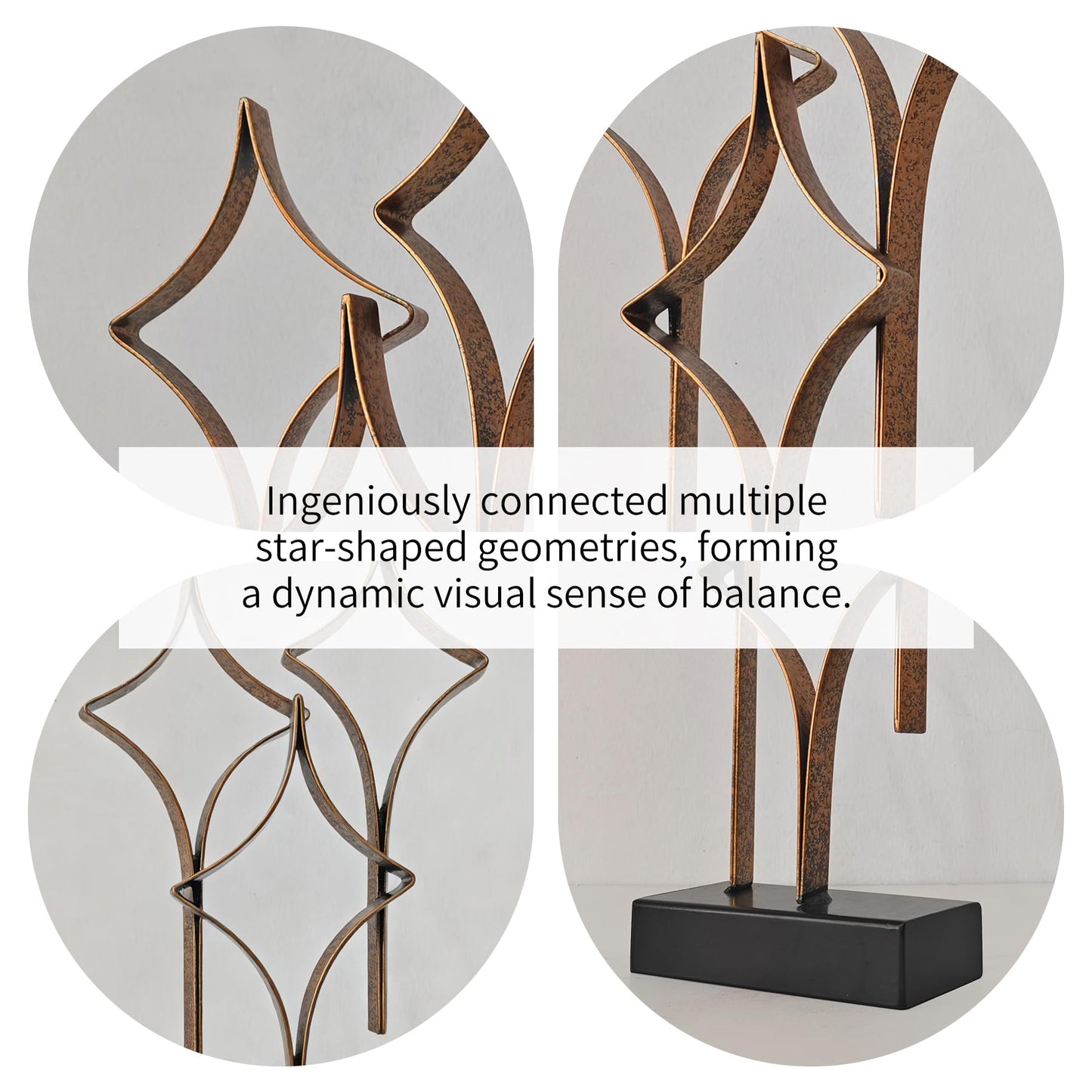 LNXMES Abstract Metal Sculpture Home Decor – Modern Minimalist Line Art Statue Decorations for Table, Shelf, Living Room, Office & Entryway (Diamond Curved Metal Sculpture)