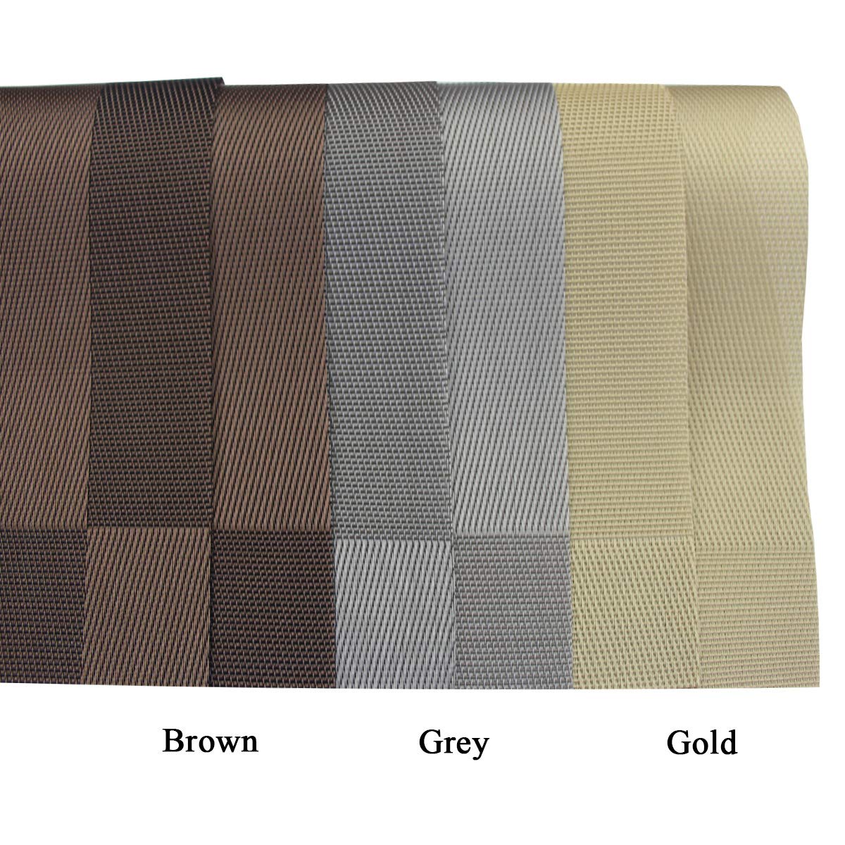 PIGCHCY Place Mats Heat-Resistant Non Slip Placemats Easy Wipe Clean Table Mats Woven Vinyl Placemats for Dining Table(Set of 6, Brown)