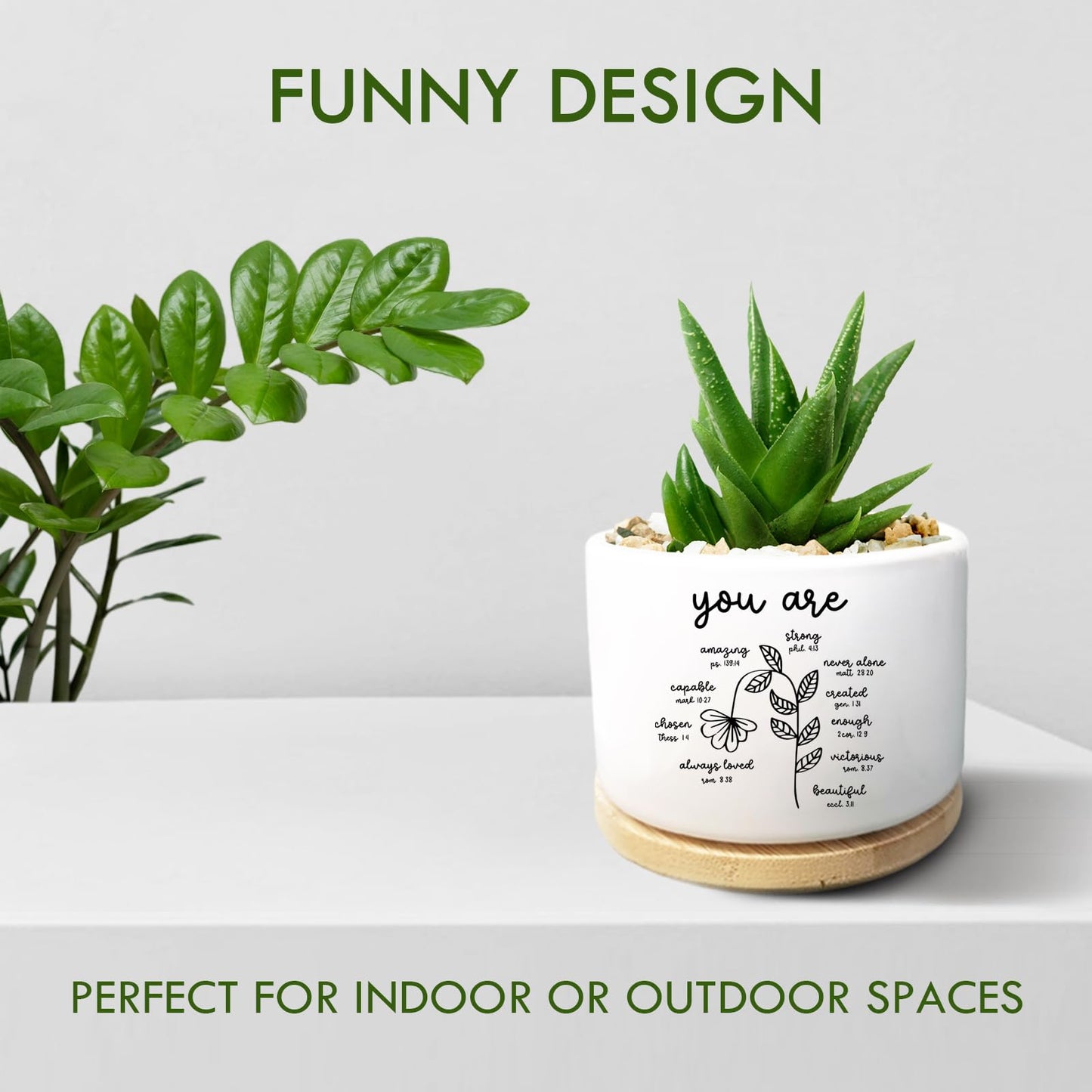 Jutasty Christian Religious Gifts for Women, Succulent Plant Pot, Cactus Flower Planter Gifts, Inspirational Motivational Gifts for Women Friend, Plant Pots for Office Desk Table Shelf (No Plants)