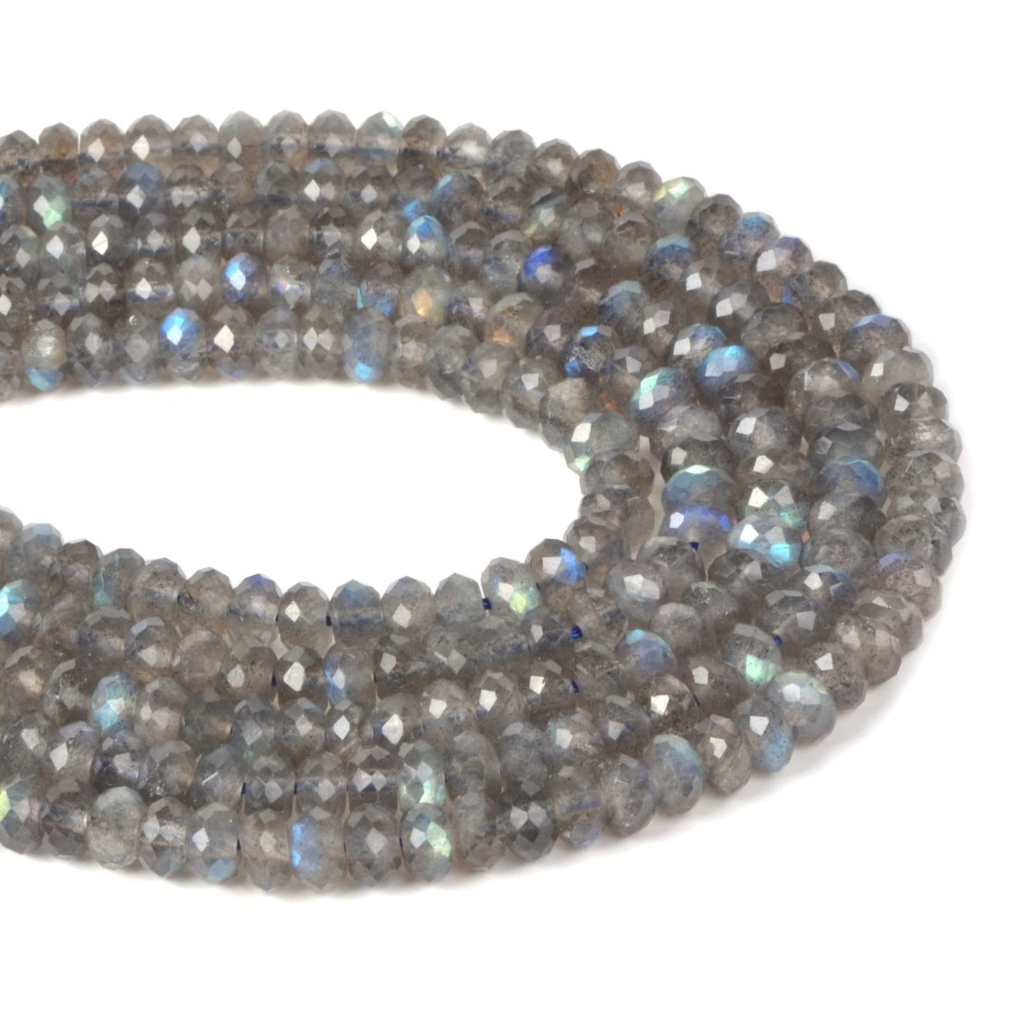 6mm AA Grade Natural Translucent Labradorite Faceted Rondelle Loose Beads 16" 90%+ Flashy Beads