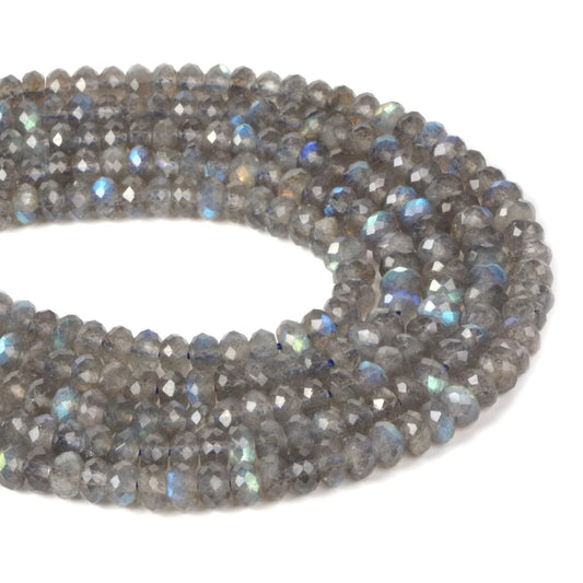 6mm AA Grade Natural Translucent Labradorite Faceted Rondelle Loose Beads 16" 90%+ Flashy Beads