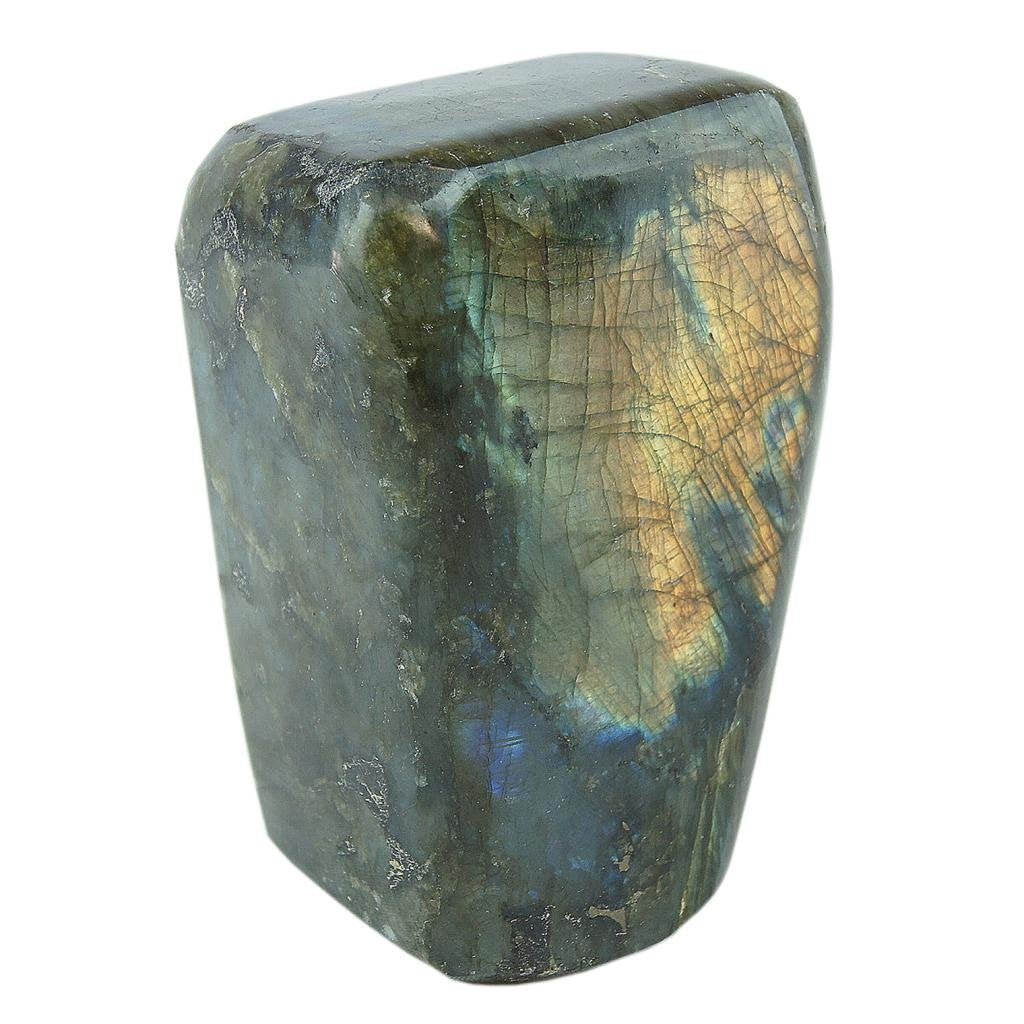 JIC Gem Class 1 Labradorite Palm Stone Crystal, Polished Healing Pocket Worry Stone for Anxiety Stress Relief 1-1.3lb